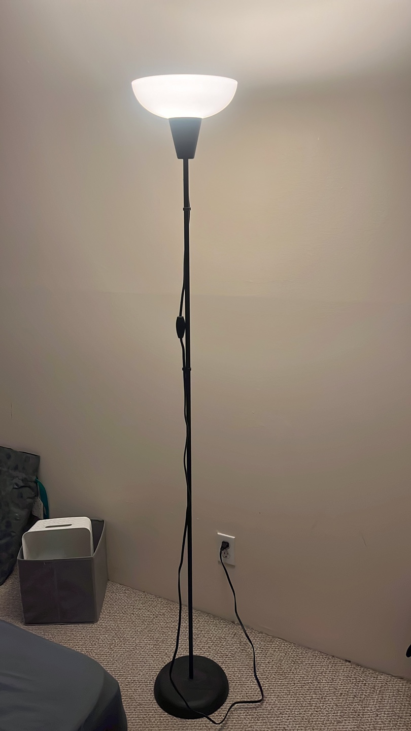 Black Floor Lamp with White Shade