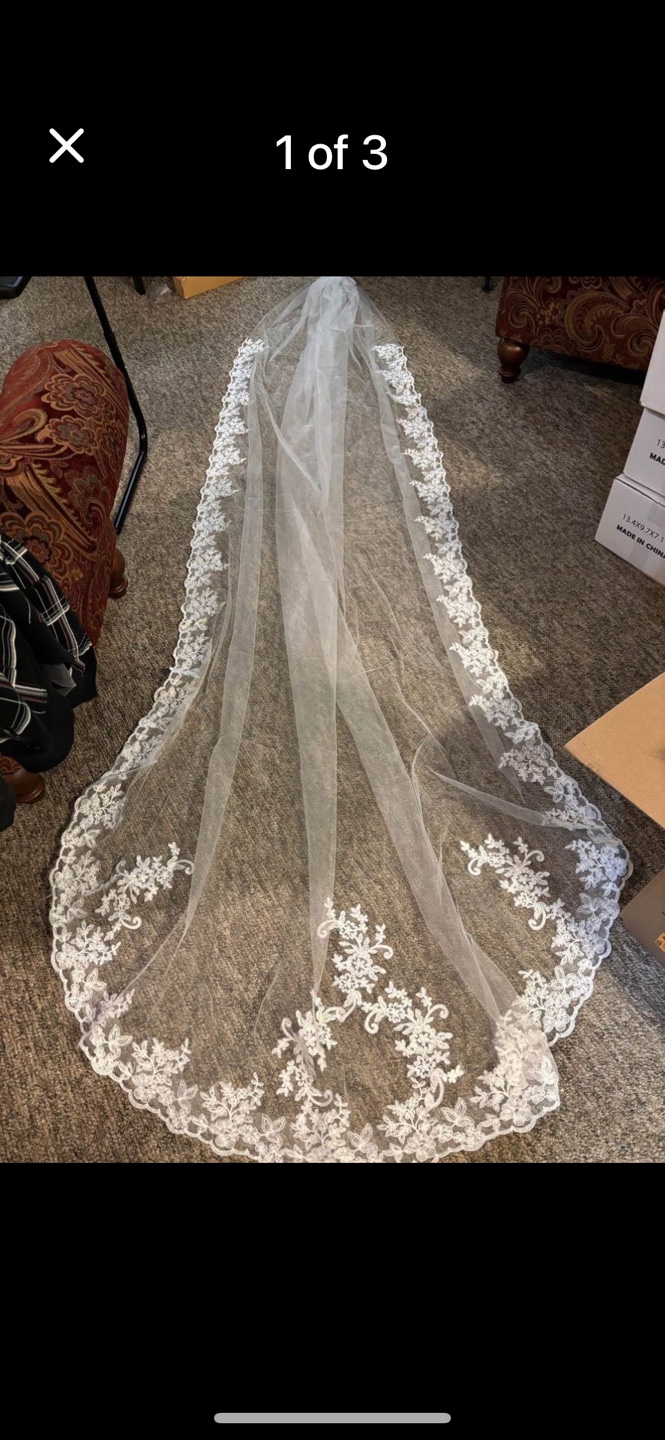 Wedding Veil with Lace Detail