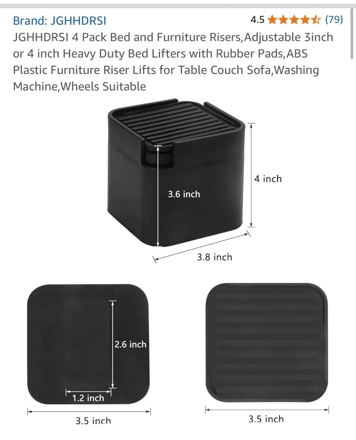 4 Pack Furniture Risers - Adjustable Height Bed Lifters image indicator(3)