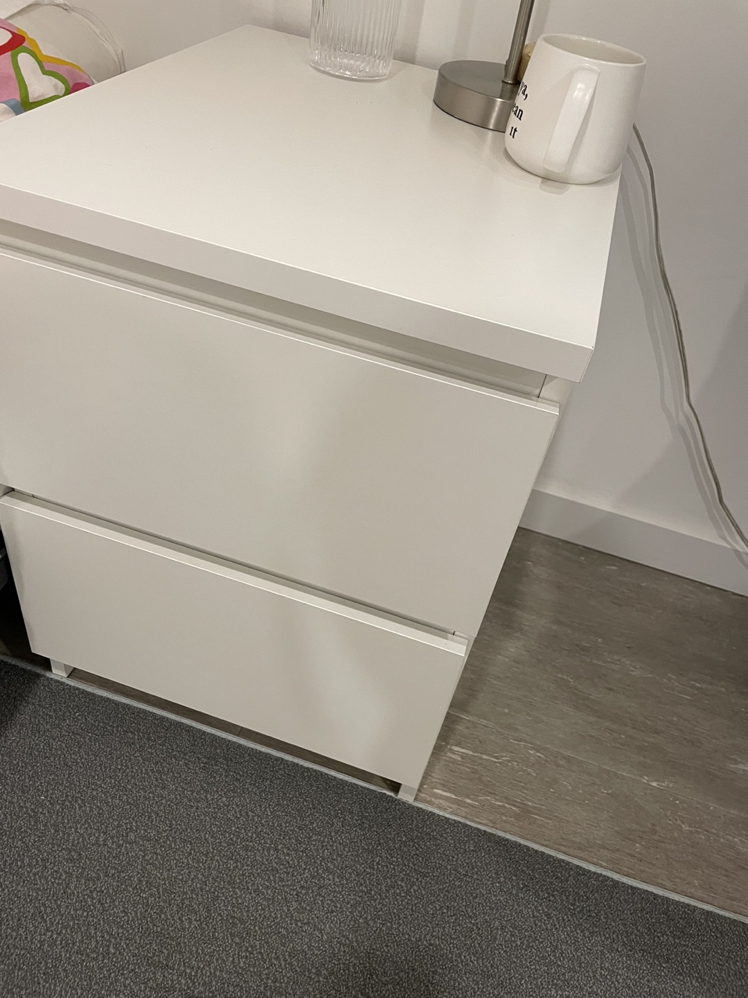 White Two-Drawer Bedside Table