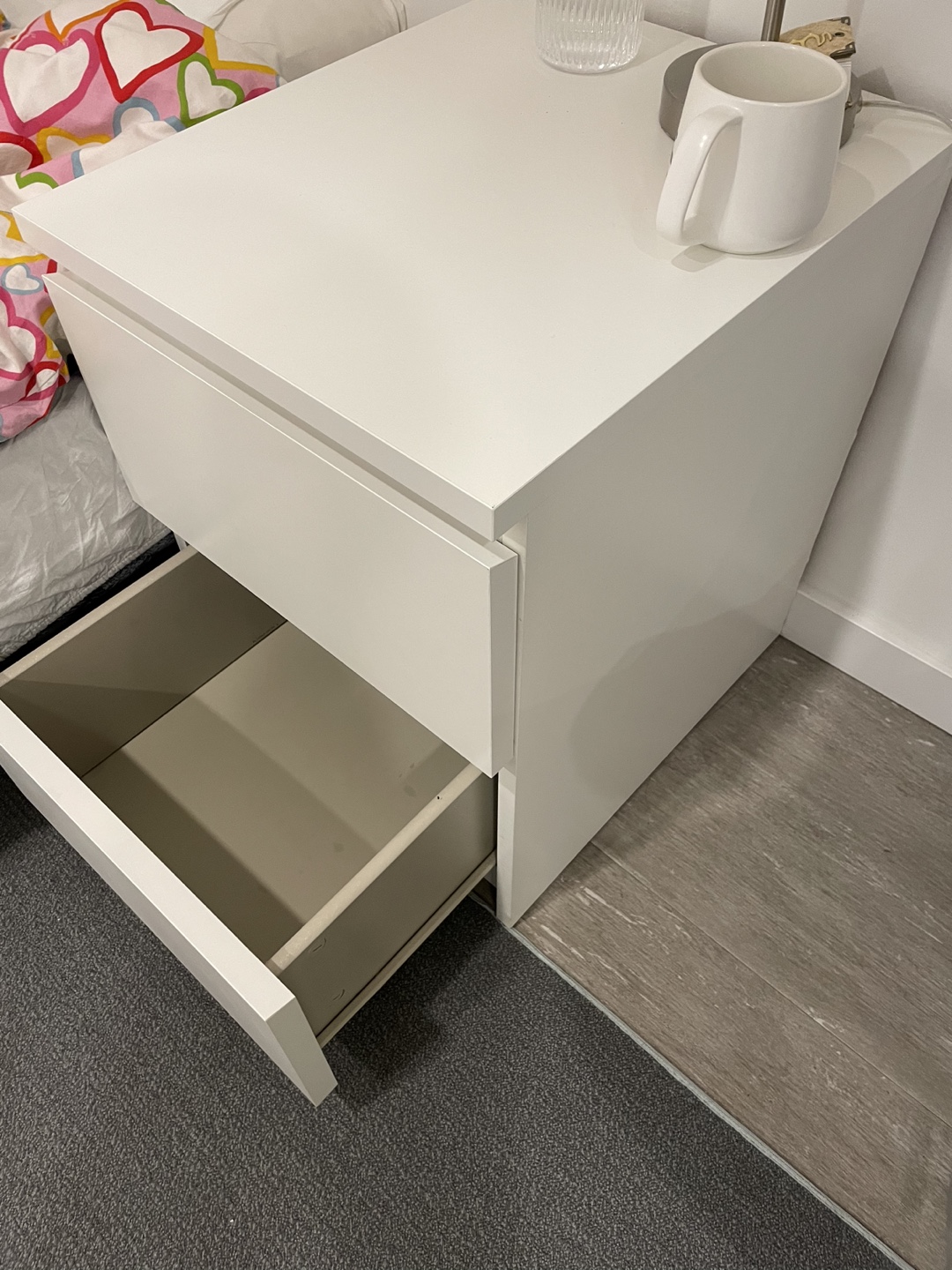 White Two-Drawer Bedside Table - photo 2