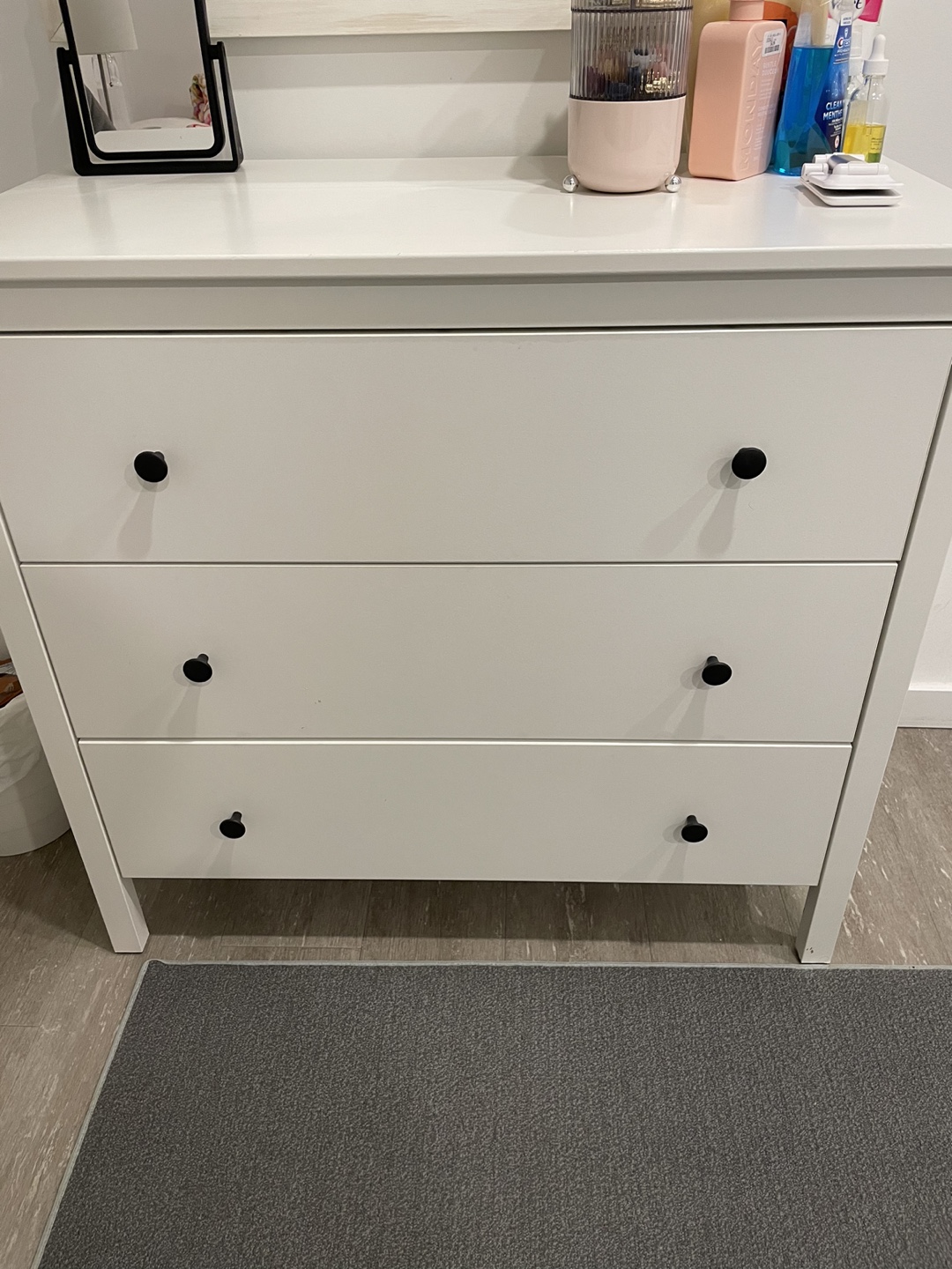 White Three-Drawer Dresser