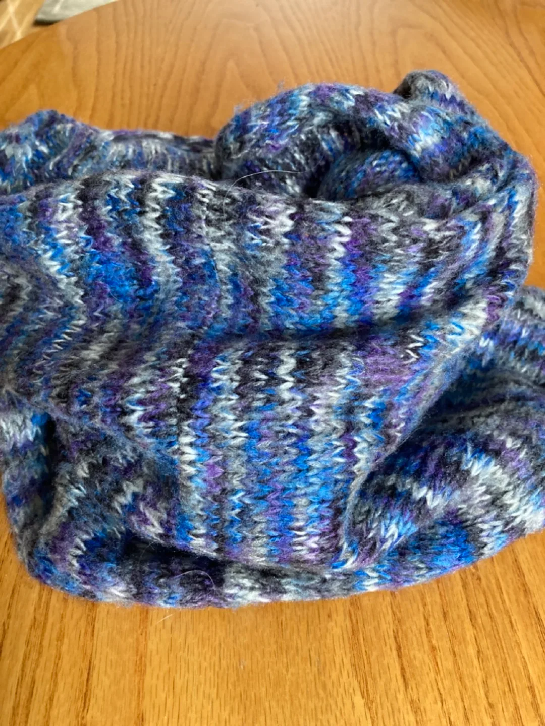 Soft Knit Infinity Scarf - Blue, Purple, Grey image indicator(2)