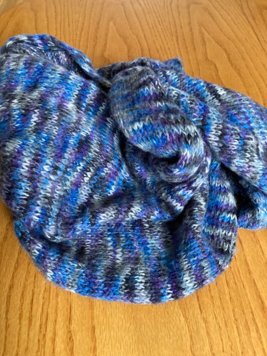 Soft Knit Infinity Scarf - Blue, Purple, Grey image indicator(3)