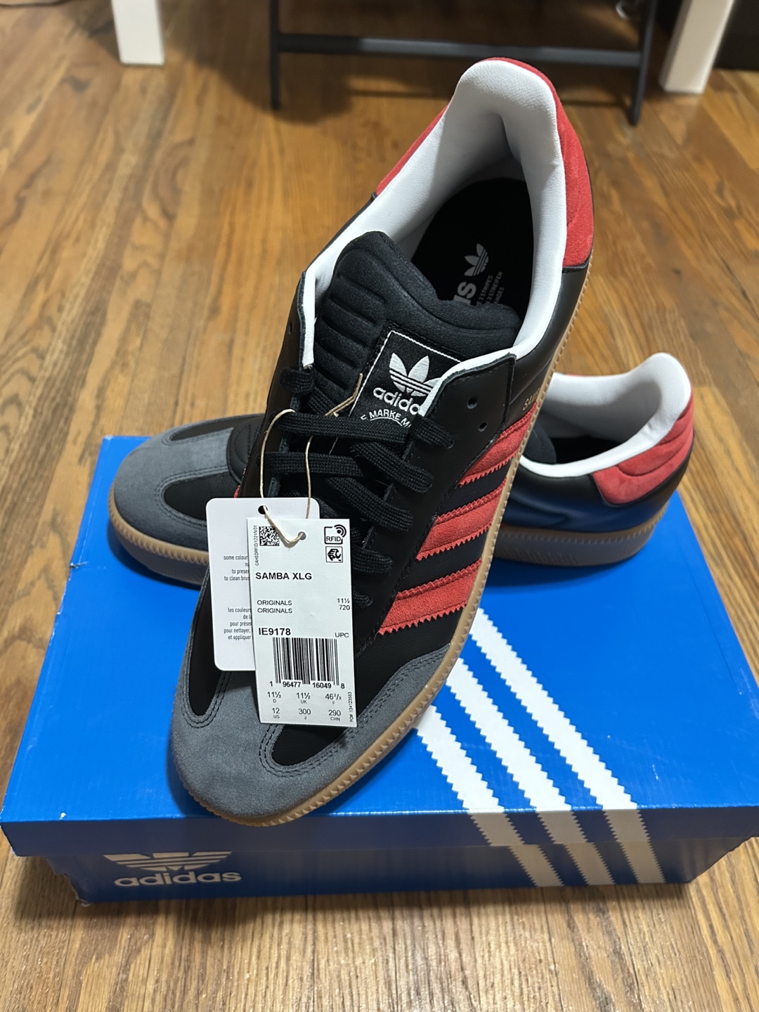 Adidas Samba XLG Black Red Sneakers Size 12 - photo 2