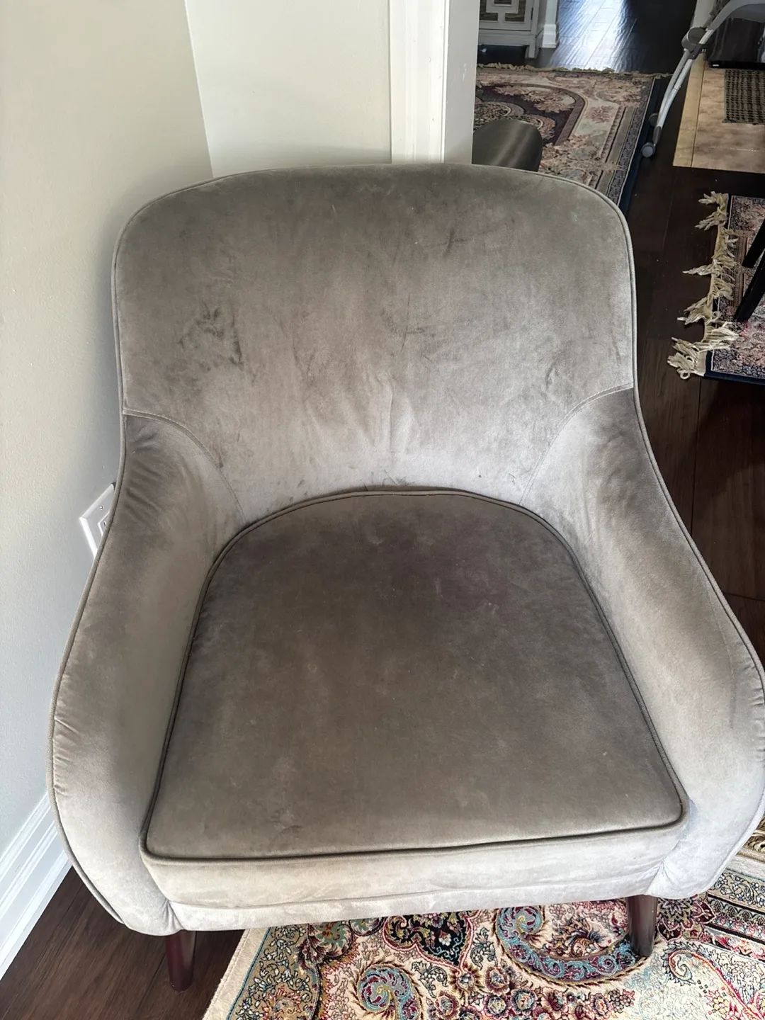 Grey Velvet Accent Chair image indicator(2)