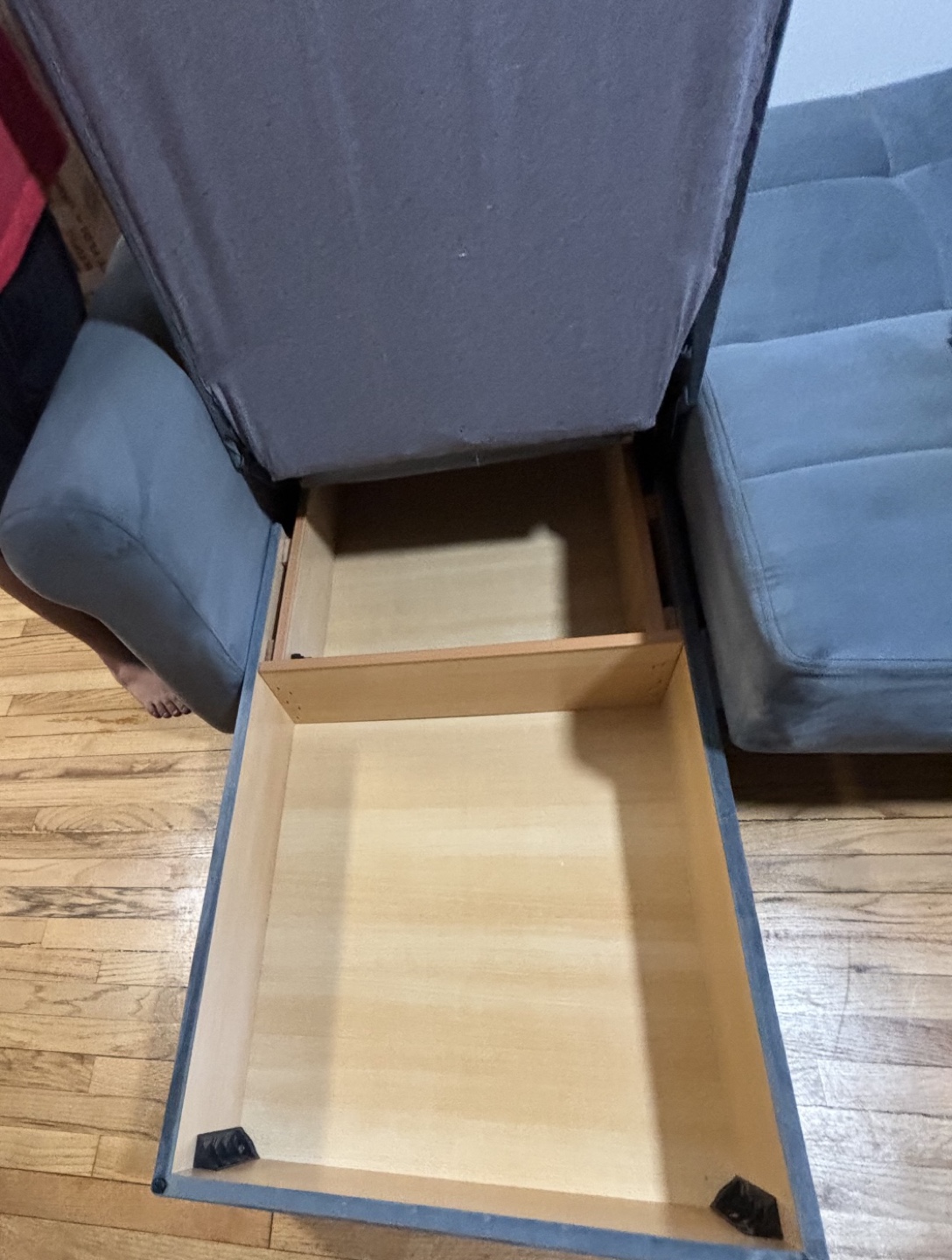 Gray Velvet Sectional Sofa Sleeper with Storage - photo 4