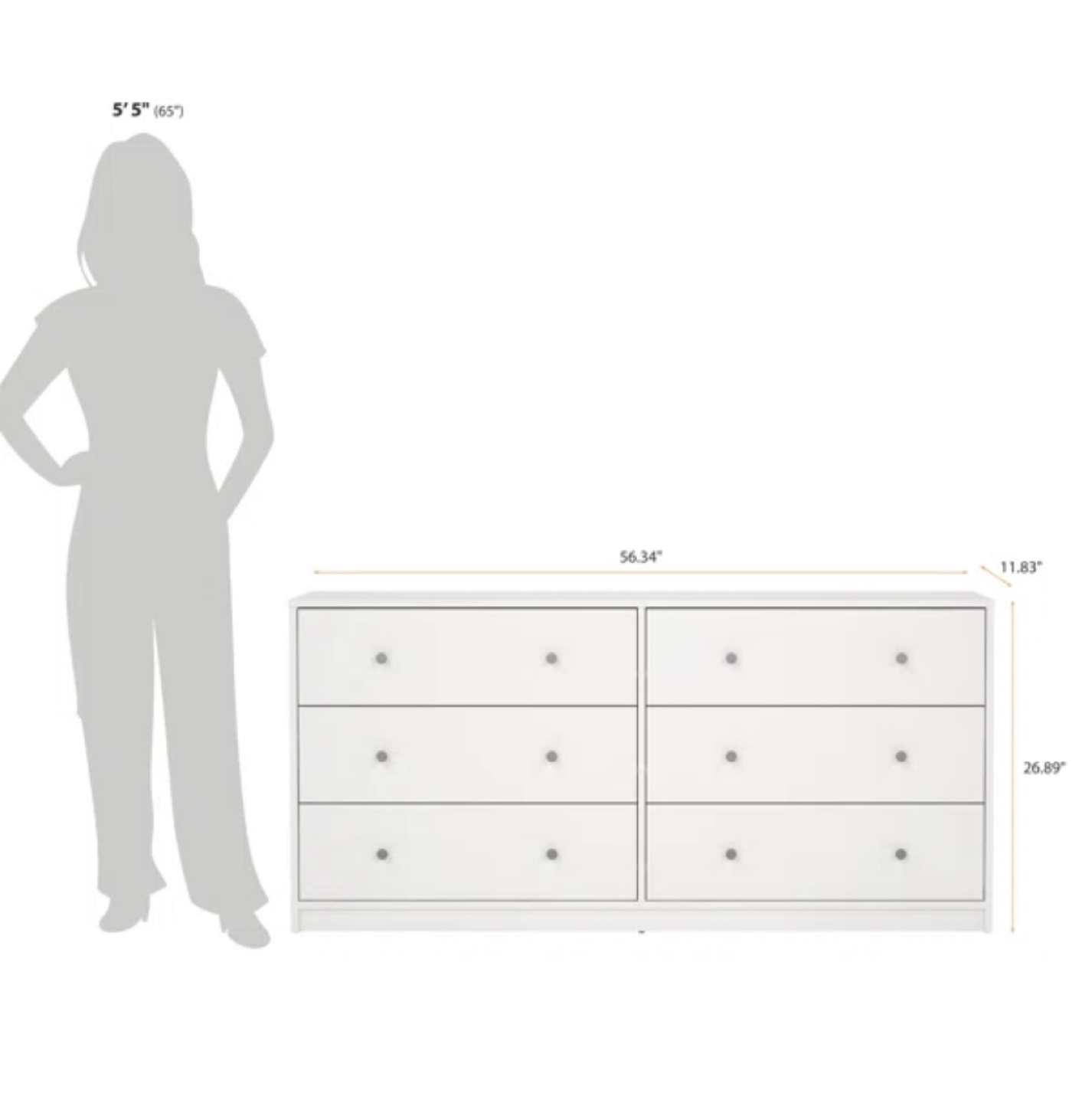 White 6-Drawer Dresser - photo 4
