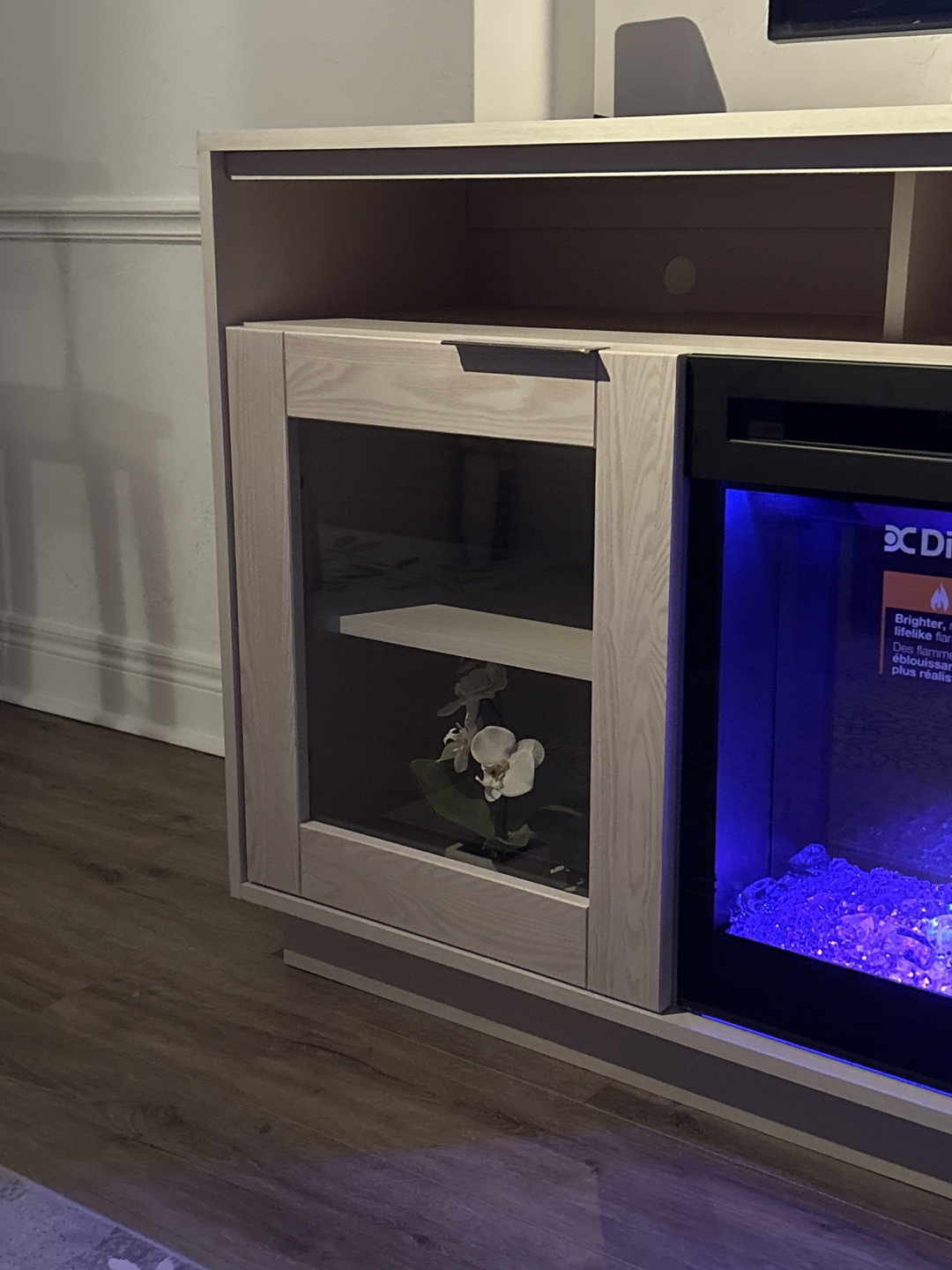 TV White Oak Cabinet With Dimplex Fireplace Insert (Lazy Boy) - photo 3