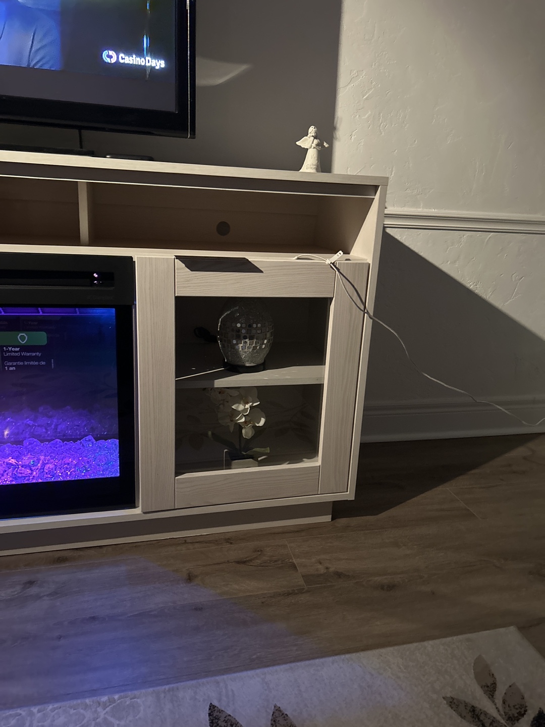TV White Oak Cabinet With Dimplex Fireplace Insert (Lazy Boy) - photo 4