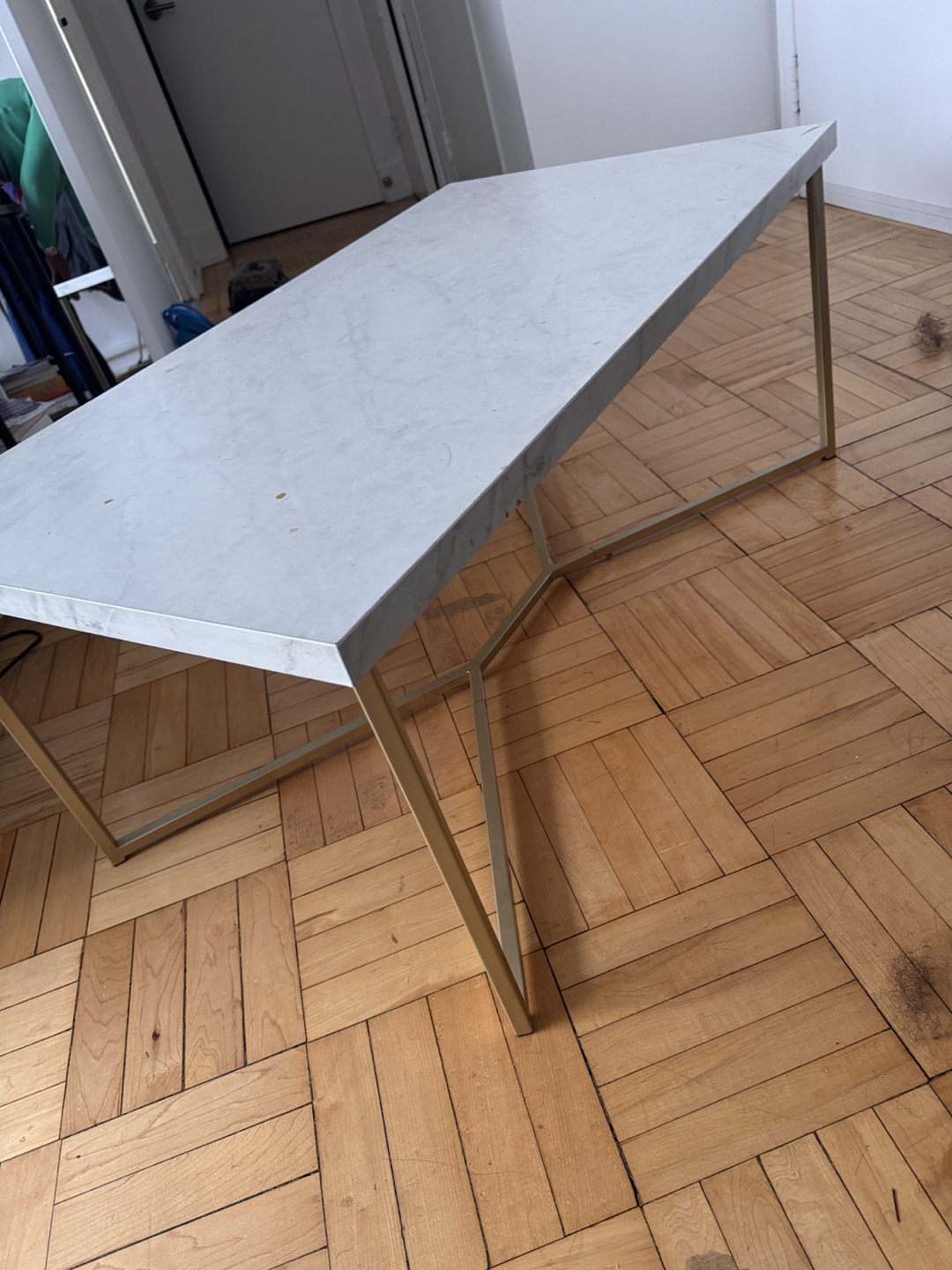 White Marble Coffee Table with Gold Legs