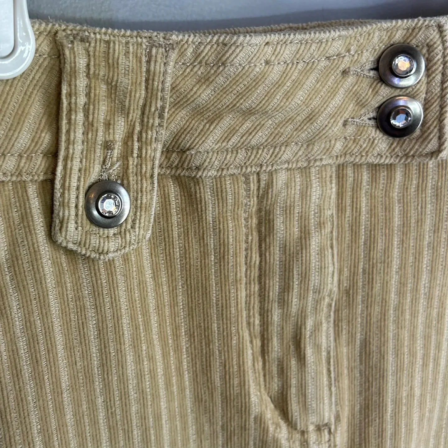 Sears Midi Length Corduroy Pencil Skirt Rhinestone Buttons Sz S image indicator(2)