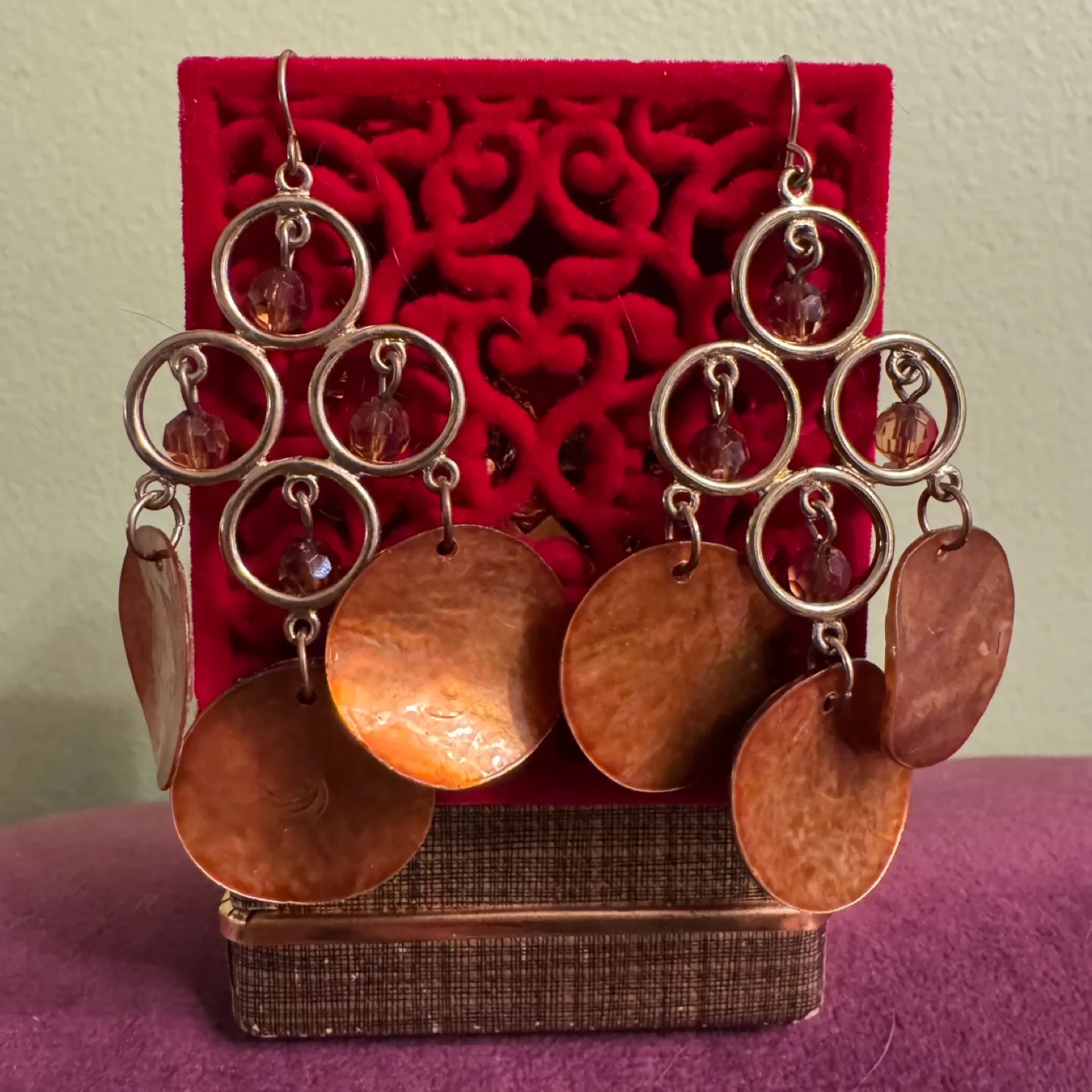 Vintage Polished Shell Dangle Earrings (Pierced, Fish Hook) image indicator(8)