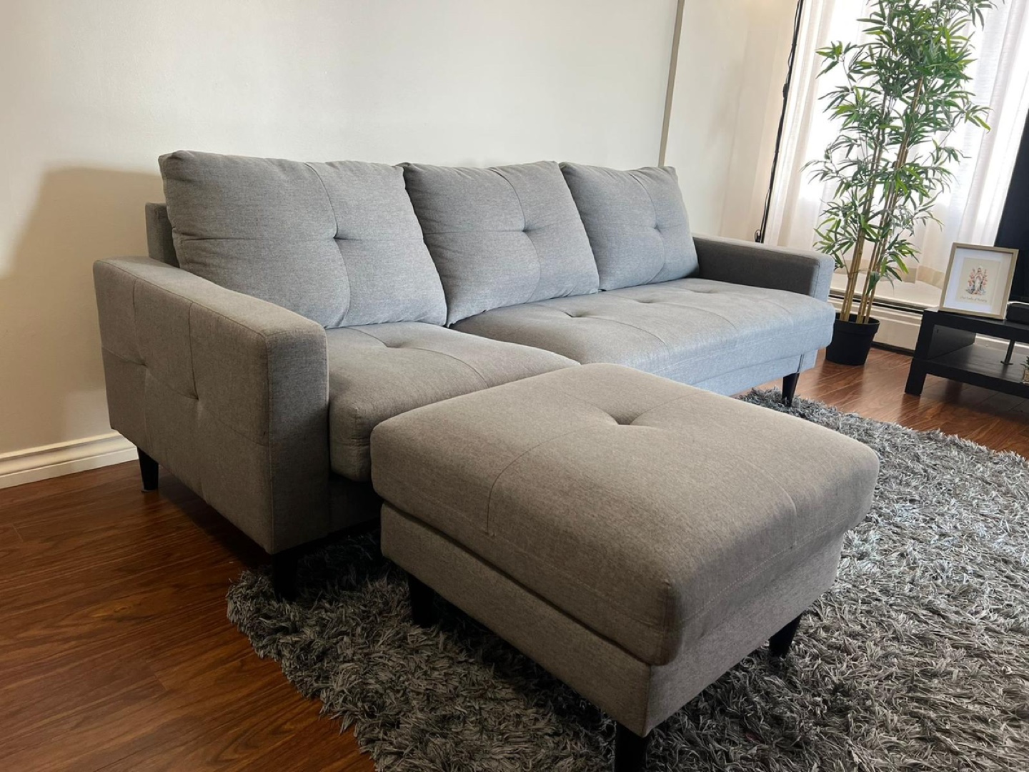 Grey Sectional Sofa with Ottoman - photo 4