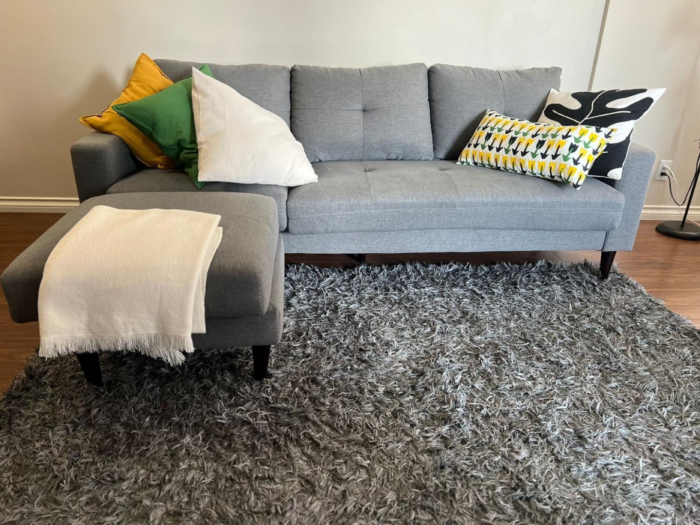 Grey Sectional Sofa with Ottoman