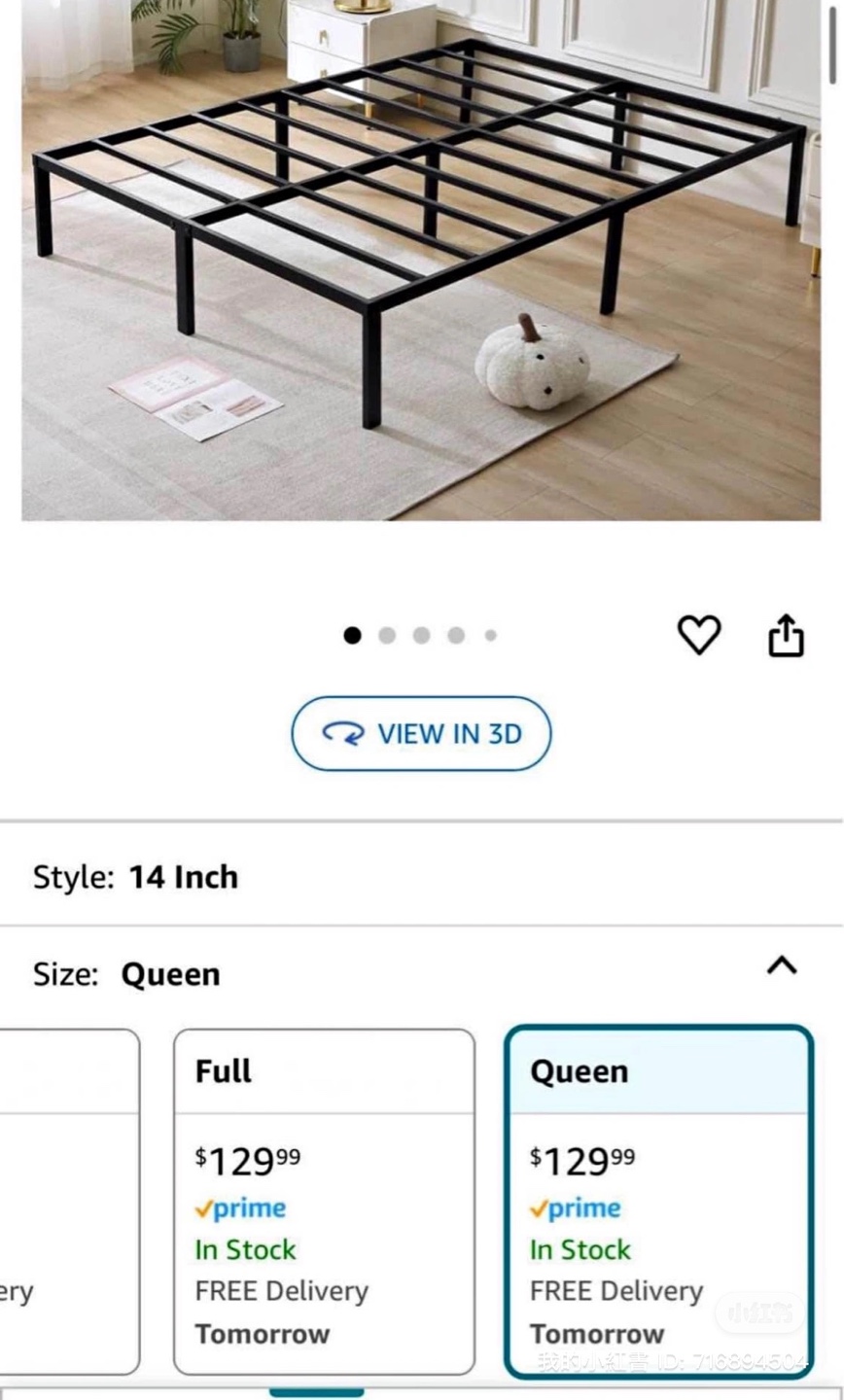 Queen Size 14 Inch Metal Platform Bed Frame