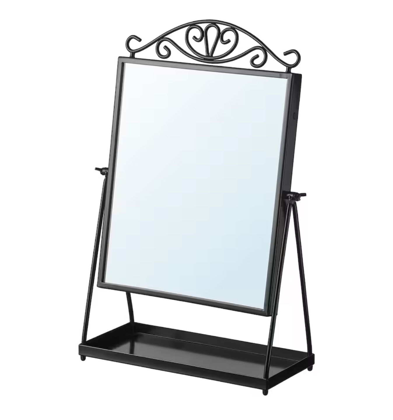 Black Metal Table Mirror with Tray