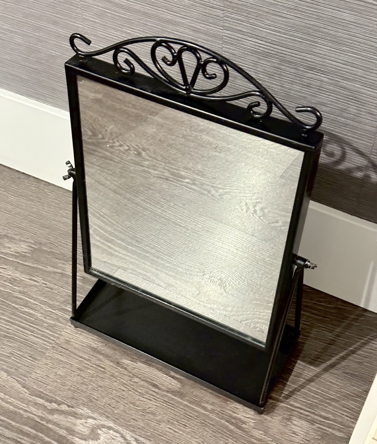 Black Metal Table Mirror with Tray - photo 2