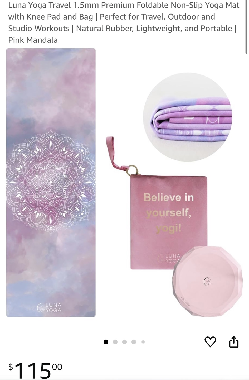 Luna Yoga Travel Mat 1.5mm - Pink Mandala