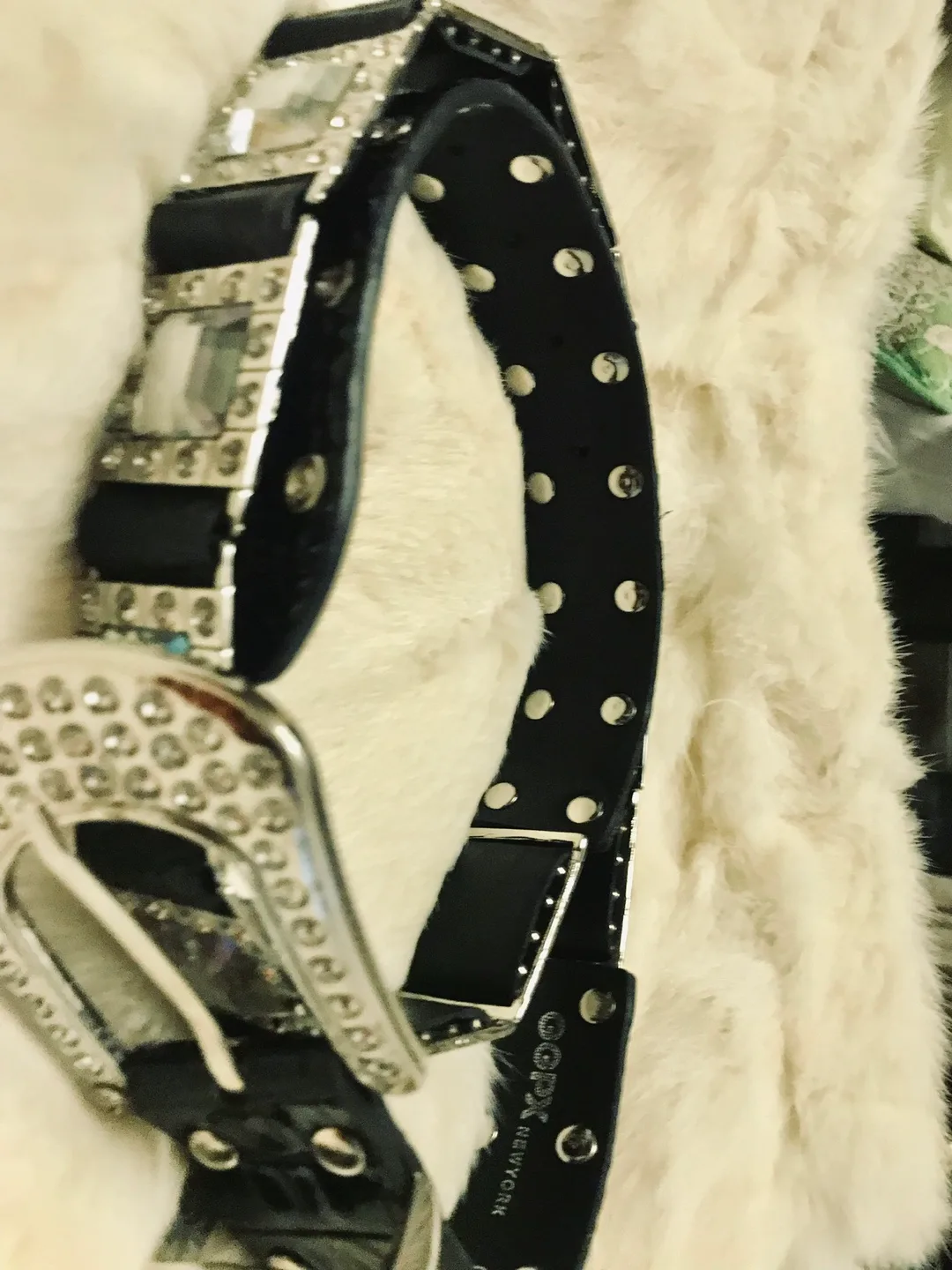 OGPX NYC Rhinestone Black Leather Belt image indicator(5)