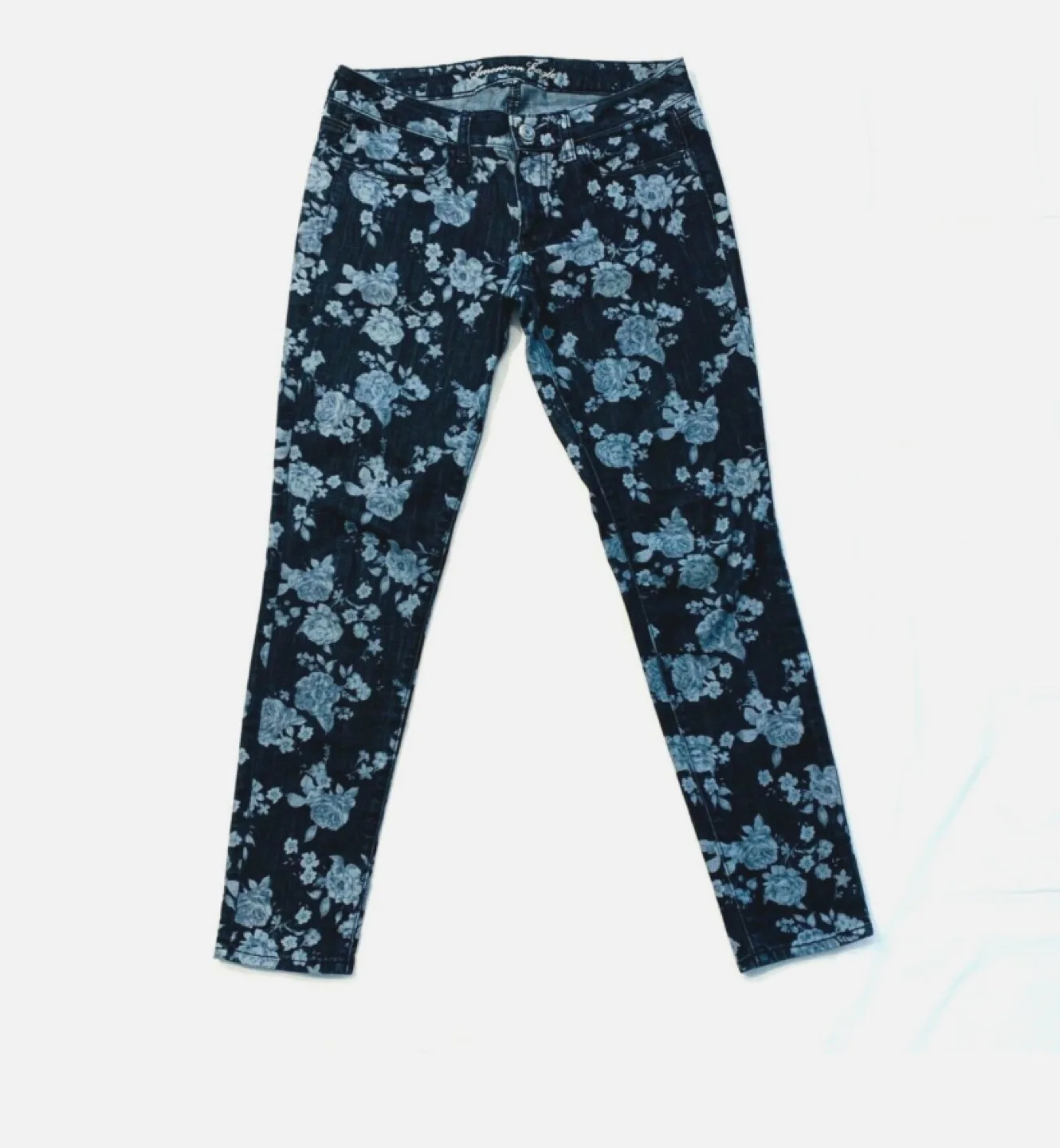 American Eagle Women's Floral  Printed Jegging jeans low rise thumbnail