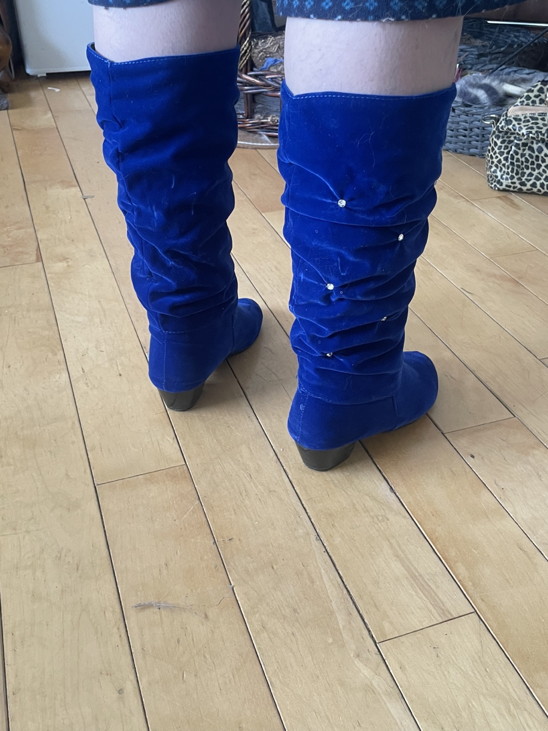 Royal Blue Velvet Slouch Boots - photo 3