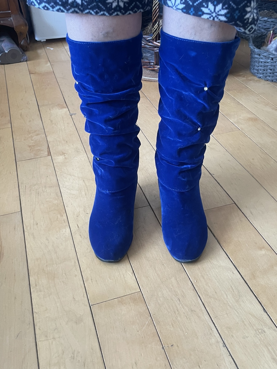 Royal Blue Velvet Slouch Boots - photo 2