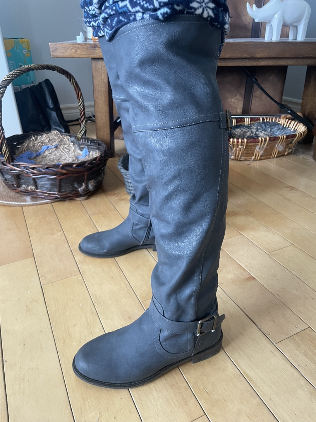 Women's Grey Over-the-Knee Boots - photo 4