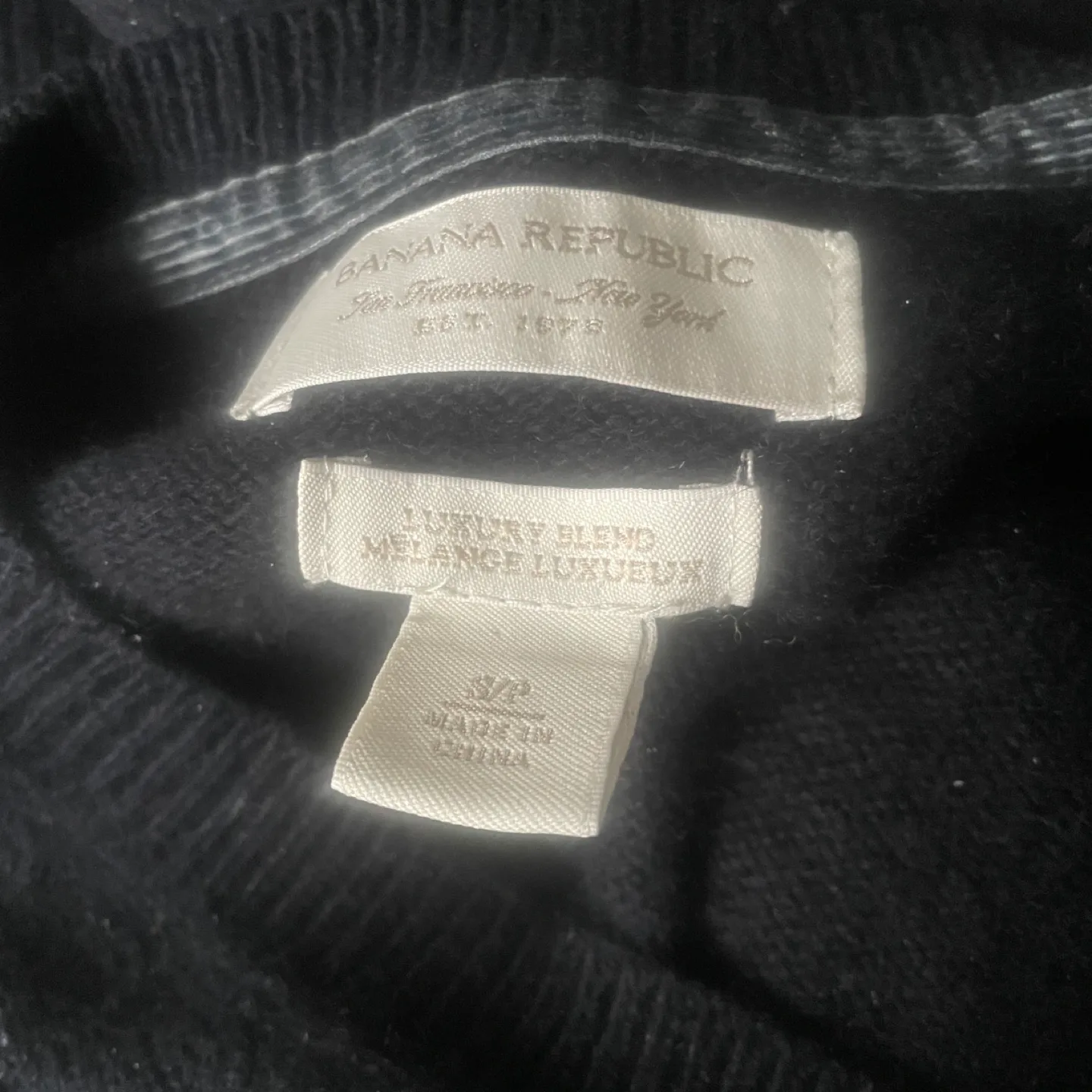 Banana Republic Black V-Neck Cotton Cashmere Blend Sweater image indicator(5)