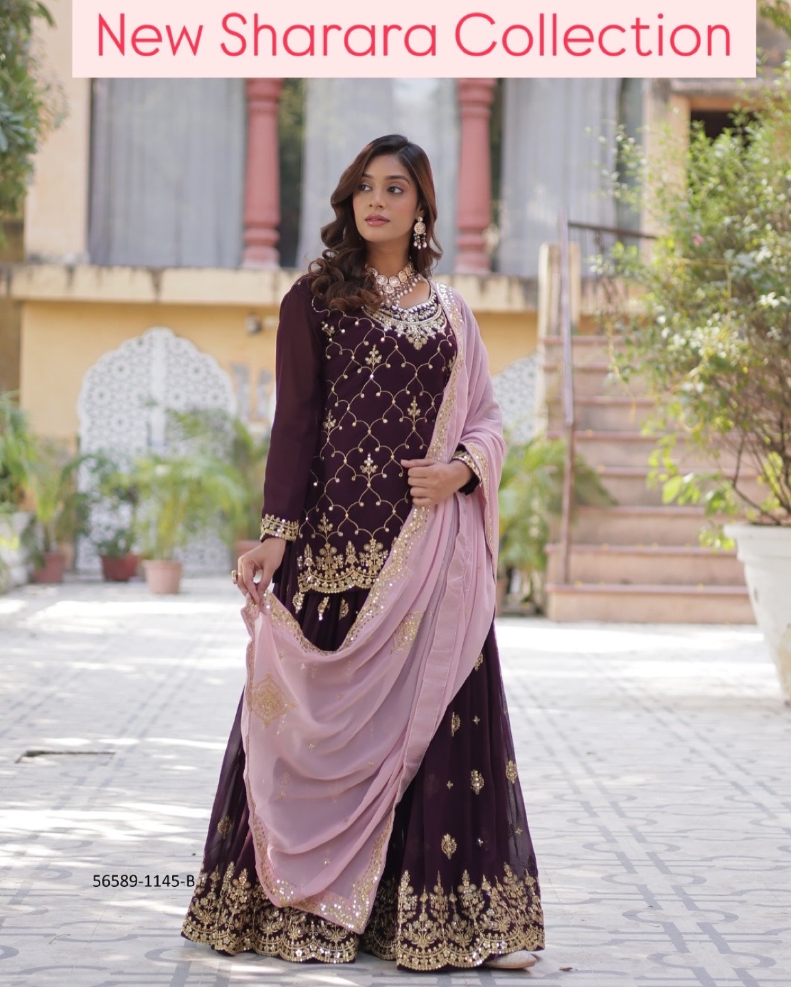 Sharara Suit Set - Gorgeous Maroon and Pink