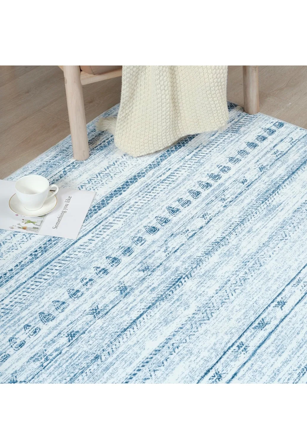 Blue and White Striped Area Rug 8x10 image indicator(5)