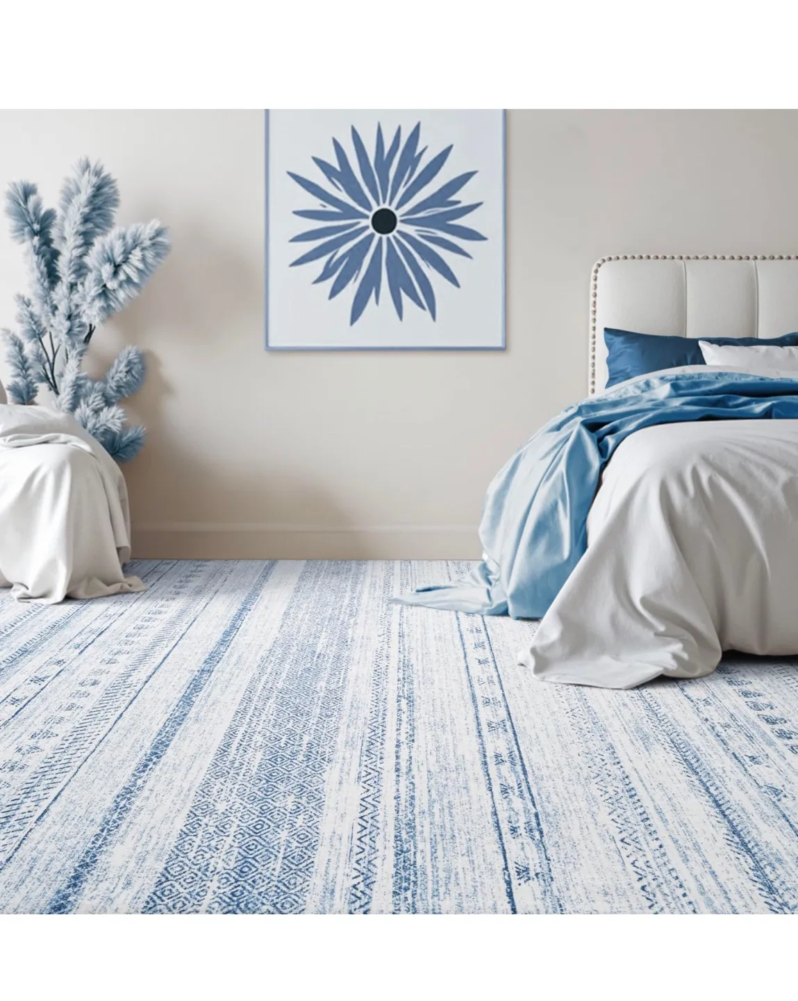 Blue and White Striped Area Rug 8x10 image indicator(3)