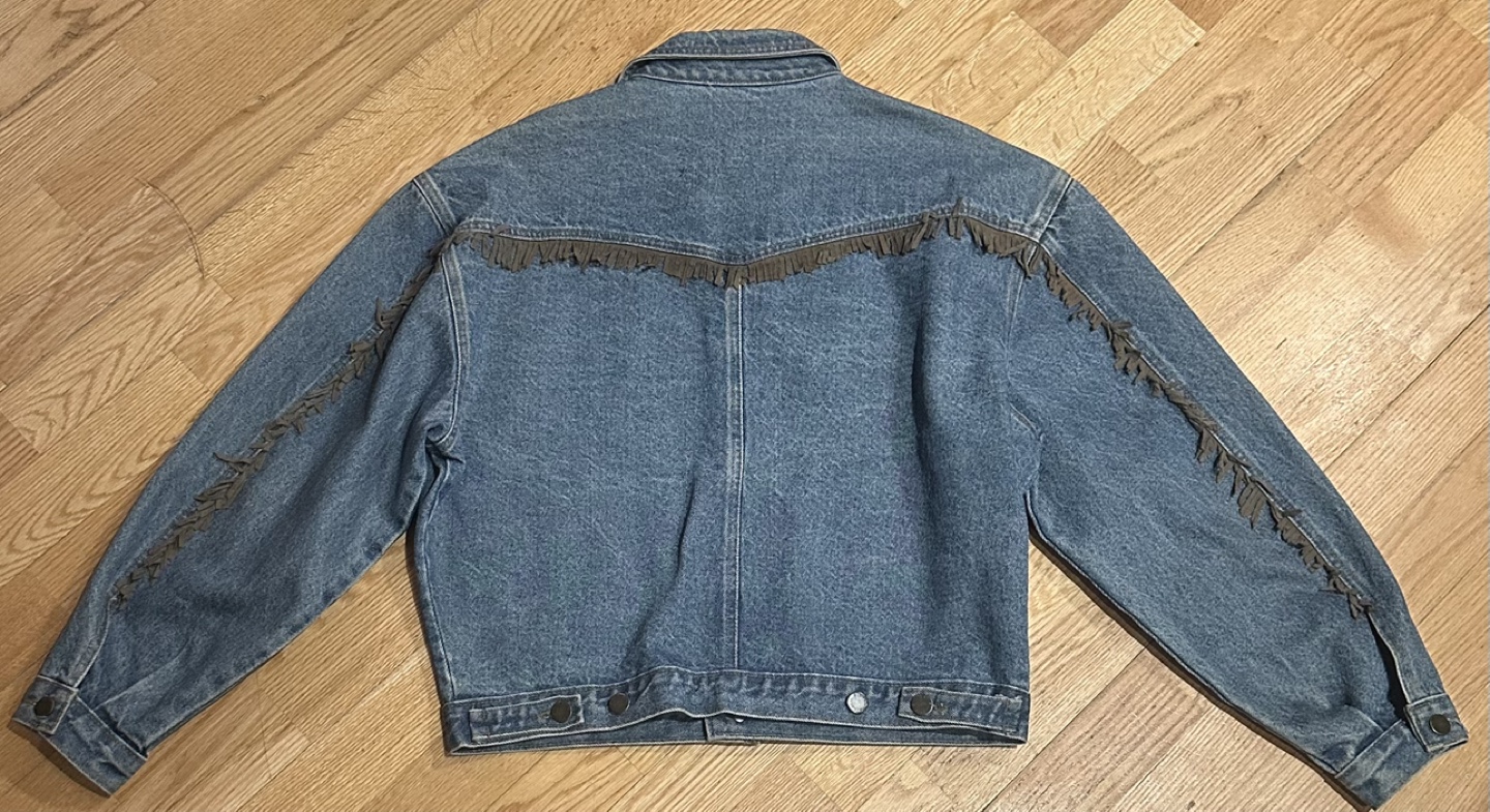 Vintage Silver Jeans Jacket with Fringe Detail - Size Medium - photo 2