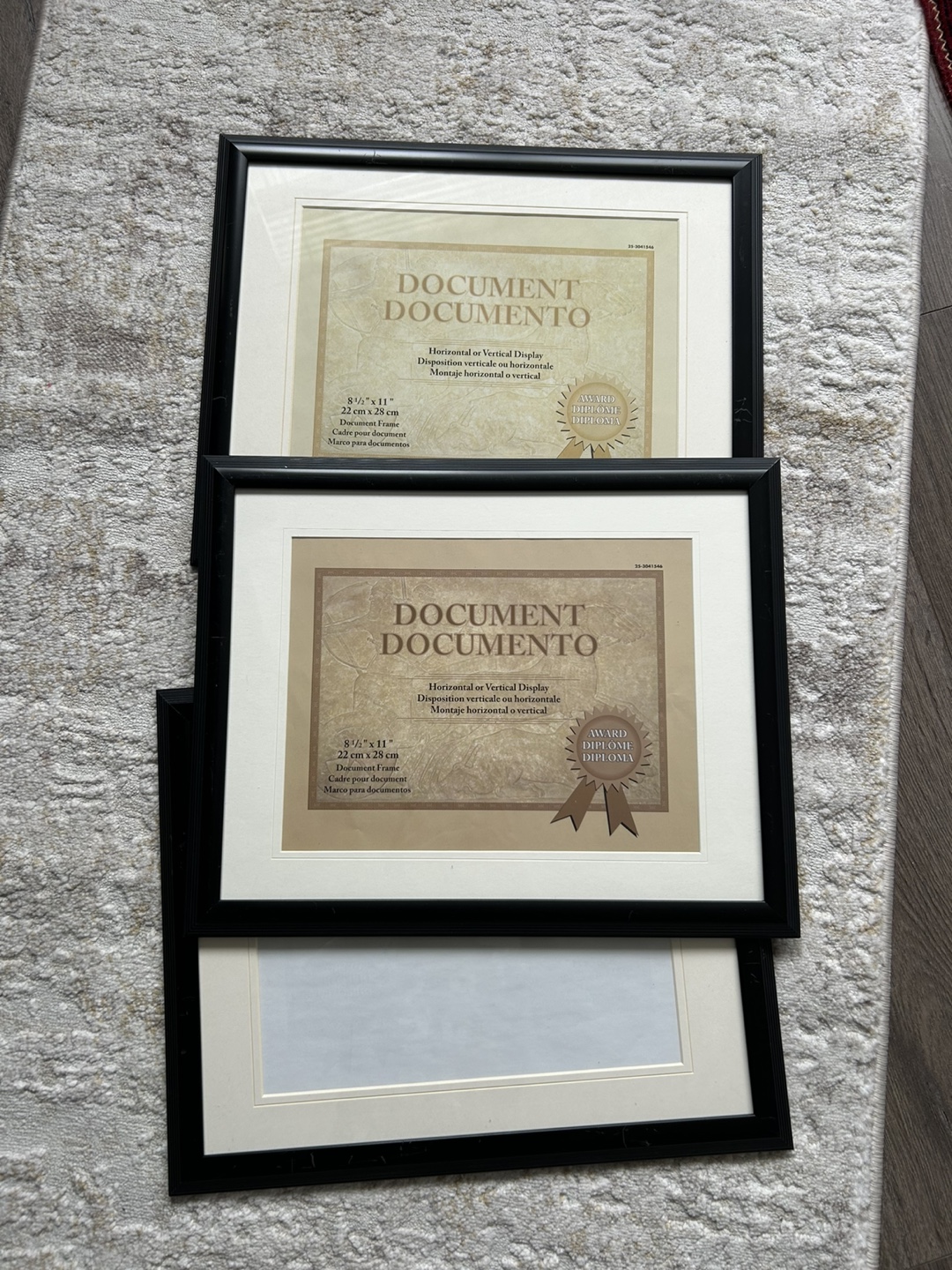 Three Document Frames 8 1/2" x 11" (price for all)