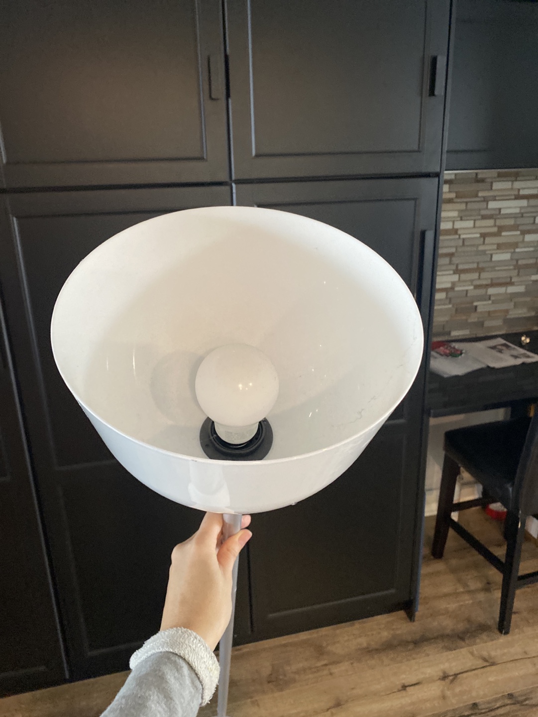 Modern Floor Lamp, Silver, White Shade - photo 3