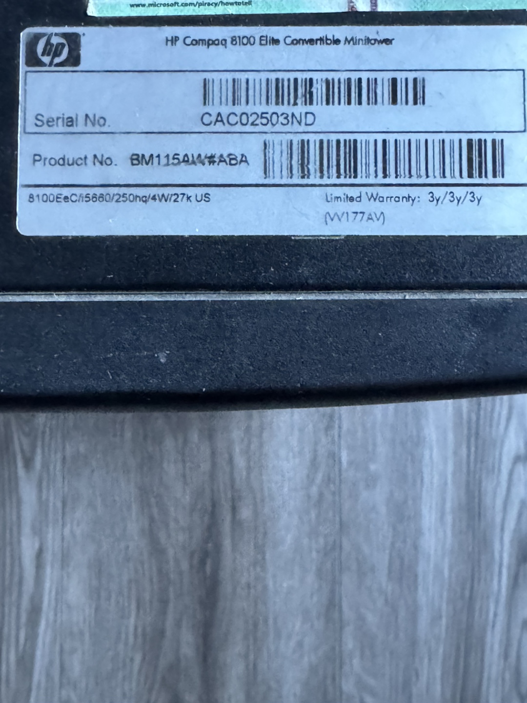 HP Compaq 8100 Elite Convertible Minitower Desktop Computer - photo 3