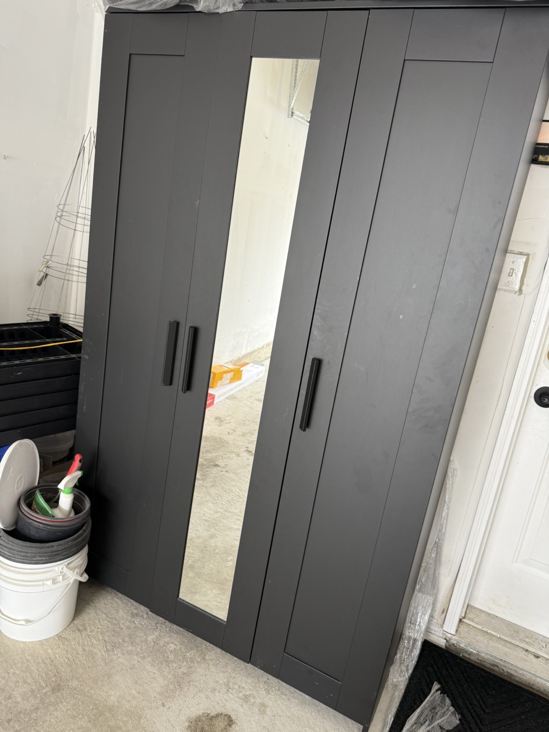 Ikea Brimnes Black Wardrobe Armoire with Mirror