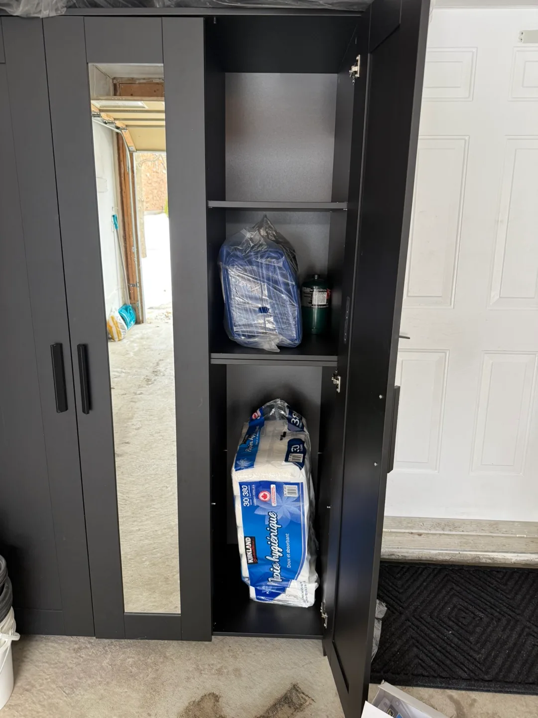 Ikea Brimnes Black Wardrobe Armoire with Mirror image indicator(2)