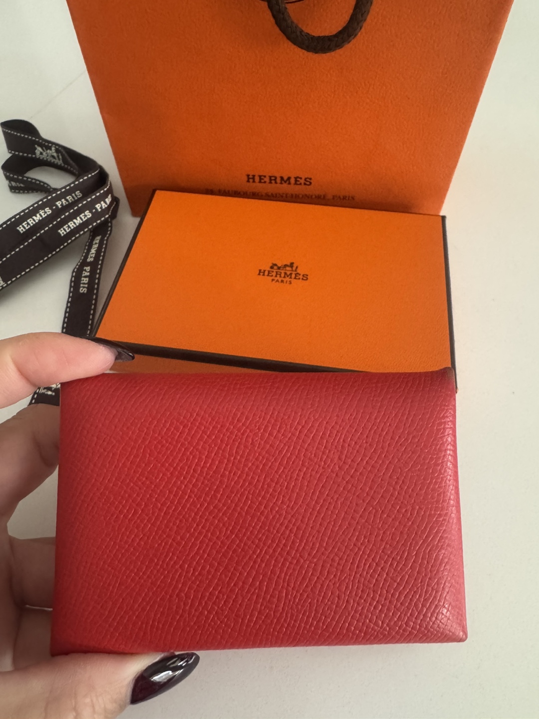 Hermes Red Epsom Leather Card Holder