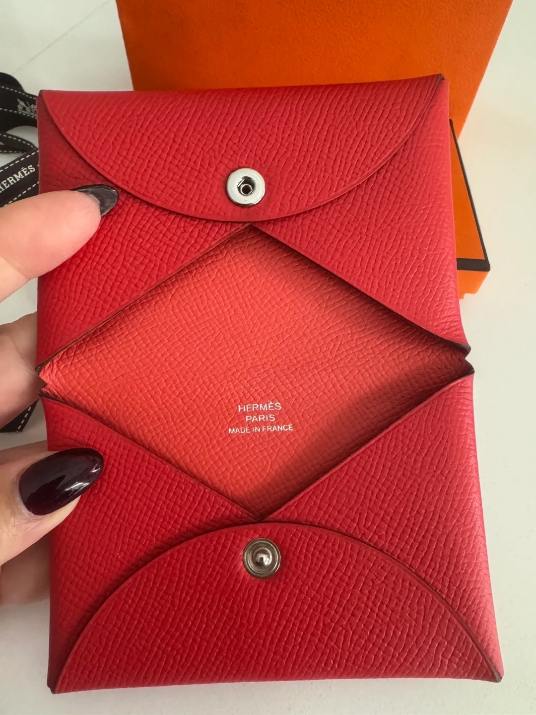 Hermes Red Epsom Leather Card Holder image indicator(2)