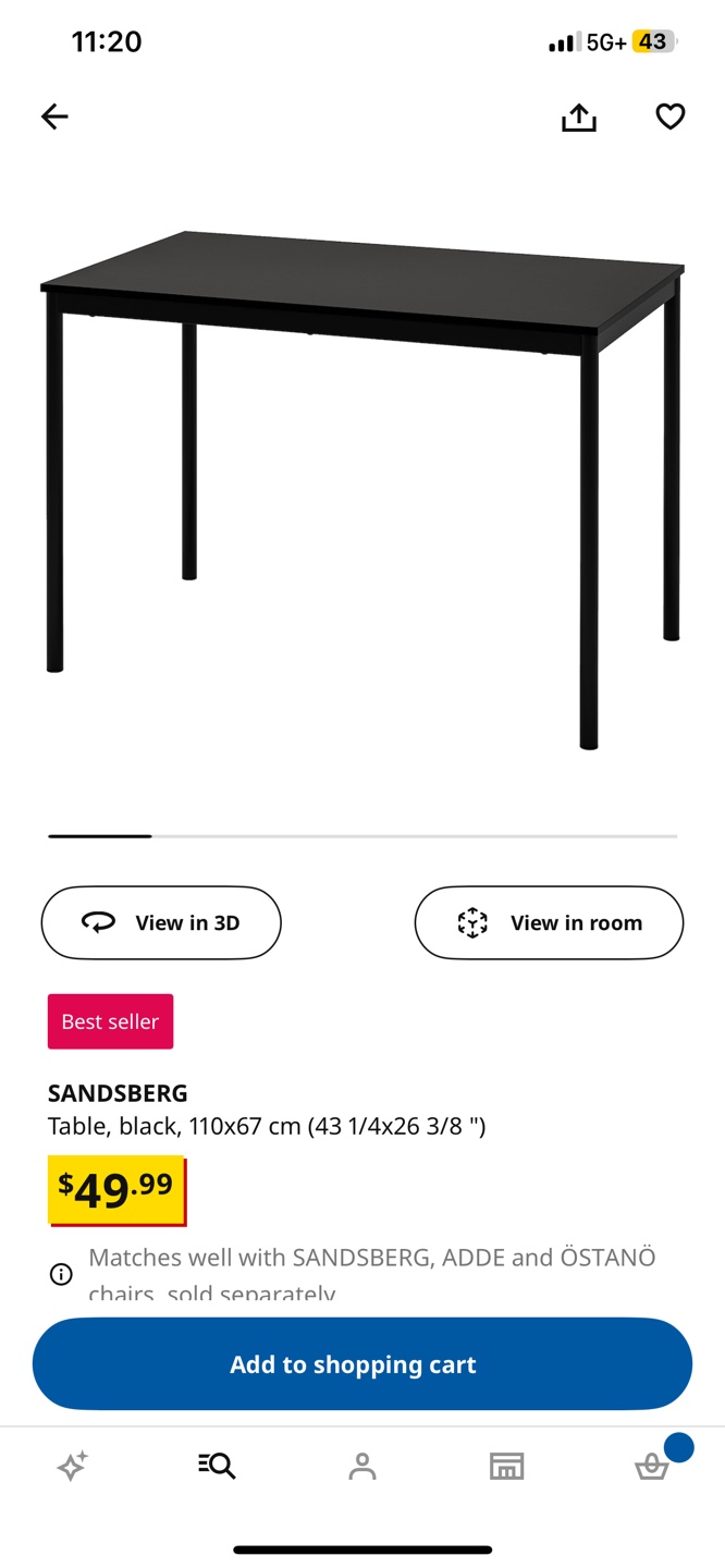 SANDBERG Black Table - 110x67 cm - photo 3