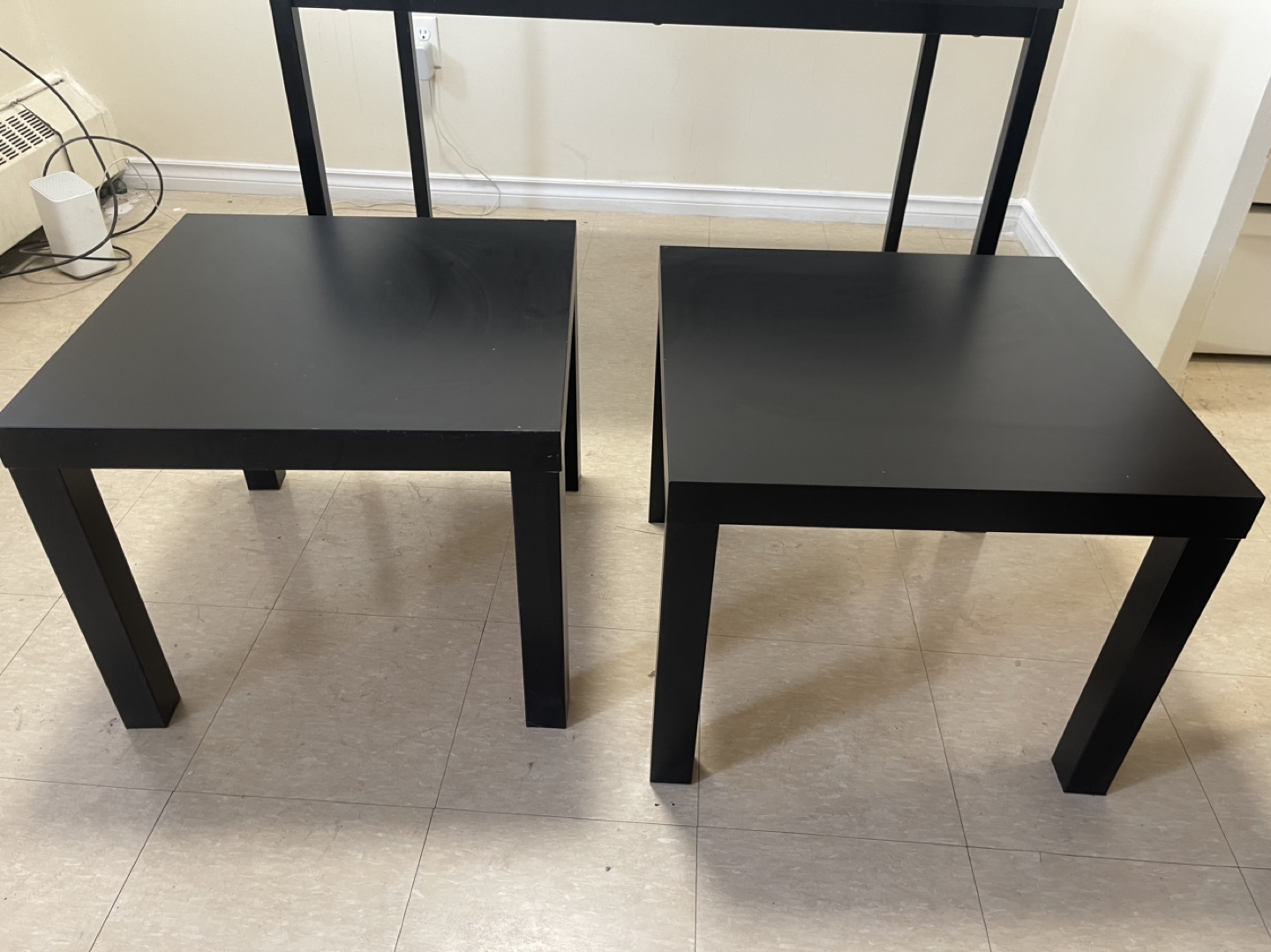 Pair of IKEA Lack Side Tables - Black-Brown
