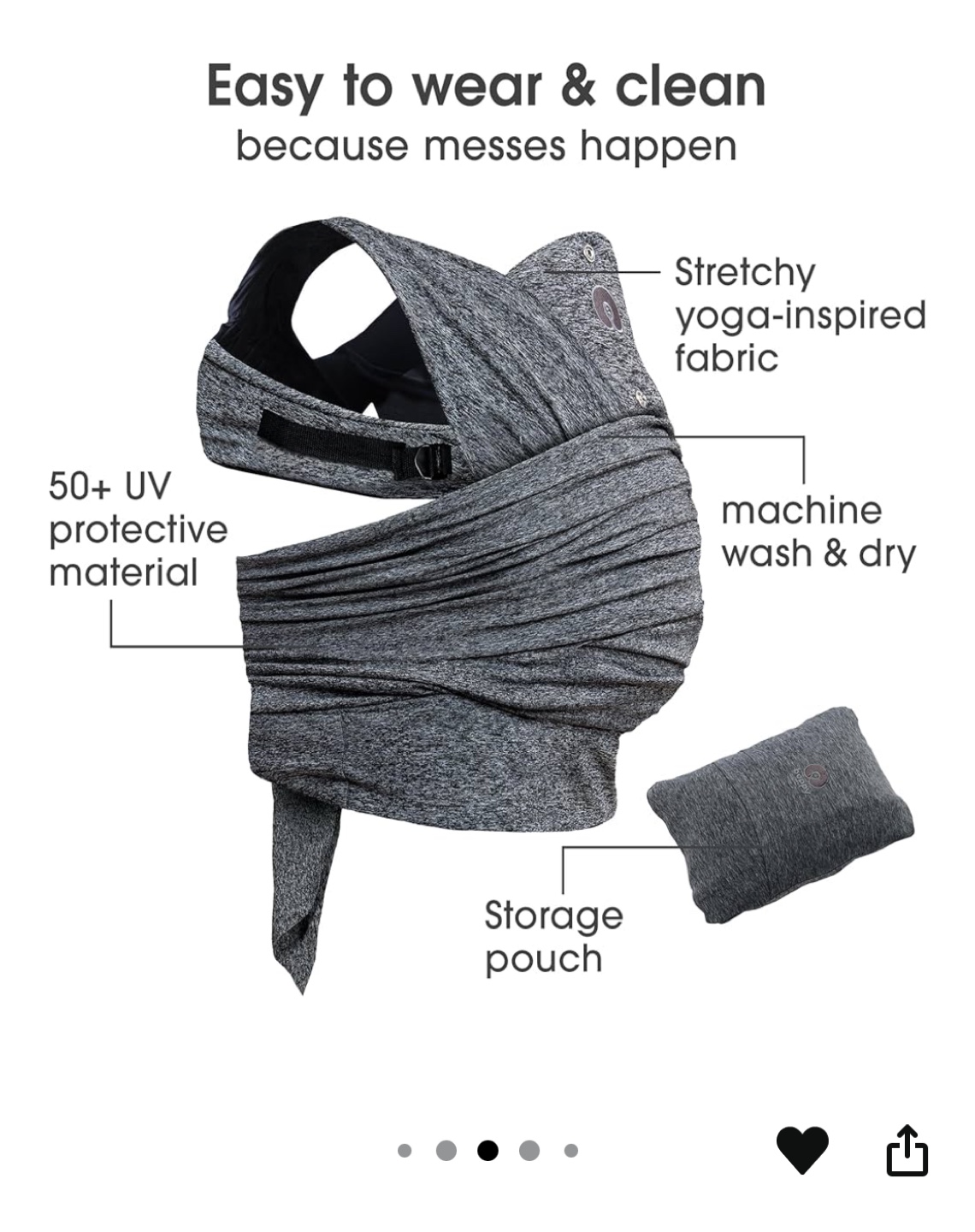 Baby Wrap Carrier with Storage Pouch