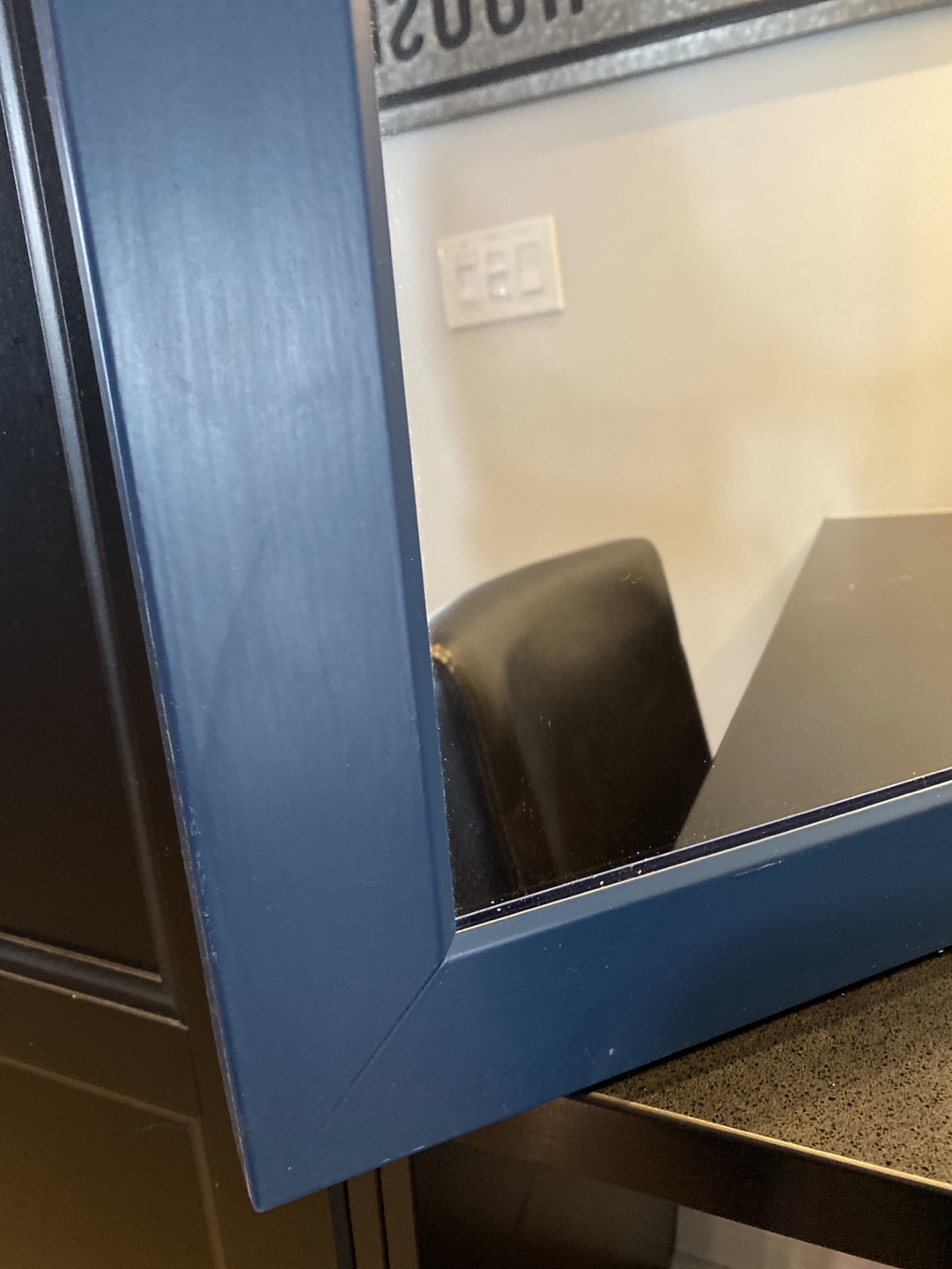 Navy Blue Framed Square Mirror - photo 2