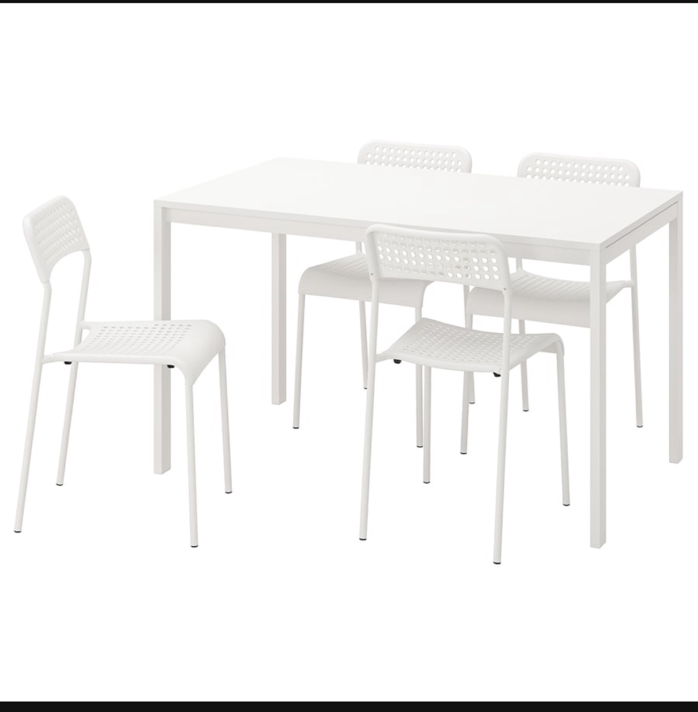 White Table and Four Chairs Set