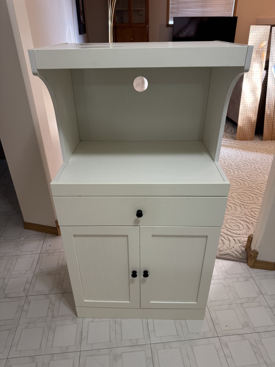 White microwave stand with Drawer