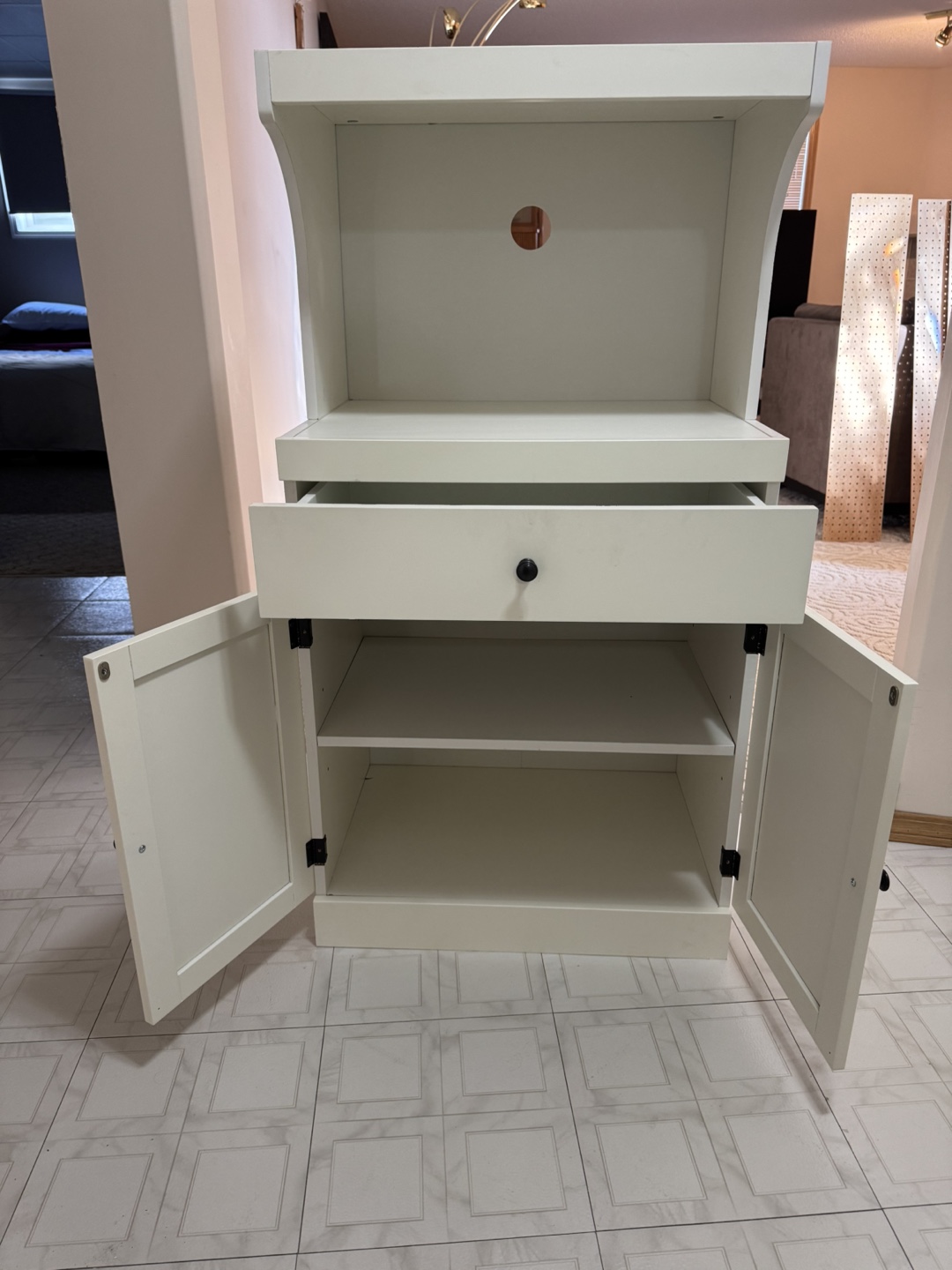 White microwave stand with Drawer - photo 2