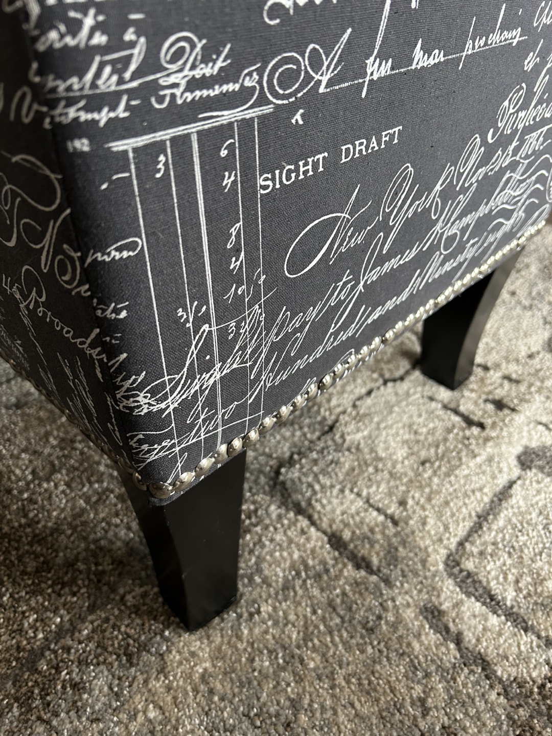 Blue Bench With Storage - Chrome Bezels & Decorative Writing - photo 3