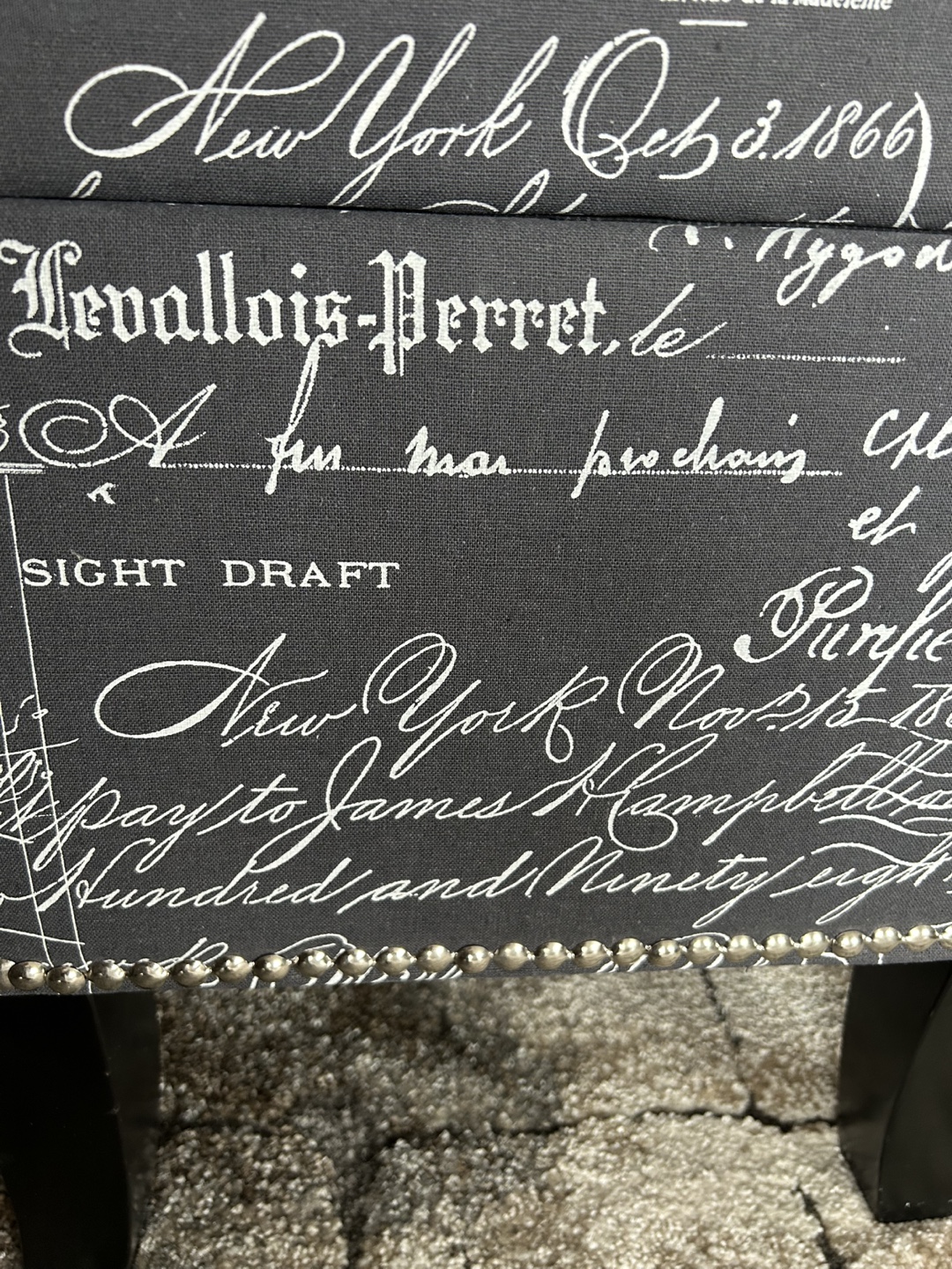Blue Bench With Storage - Chrome Bezels & Decorative Writing - photo 4