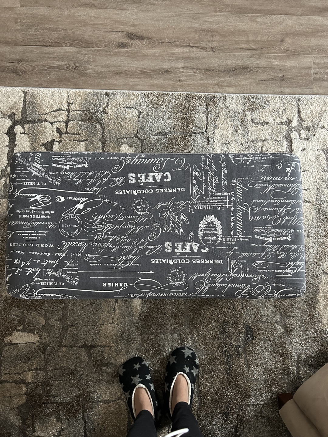 Blue Bench With Storage - Chrome Bezels & Decorative Writing - photo 5